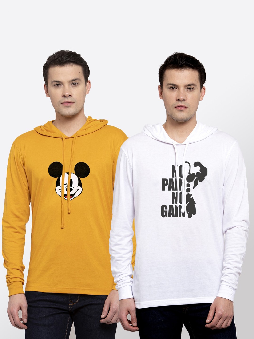 

Friskers Men Pack of 2 Printed Pure Cotton T-shirts, Yellow
