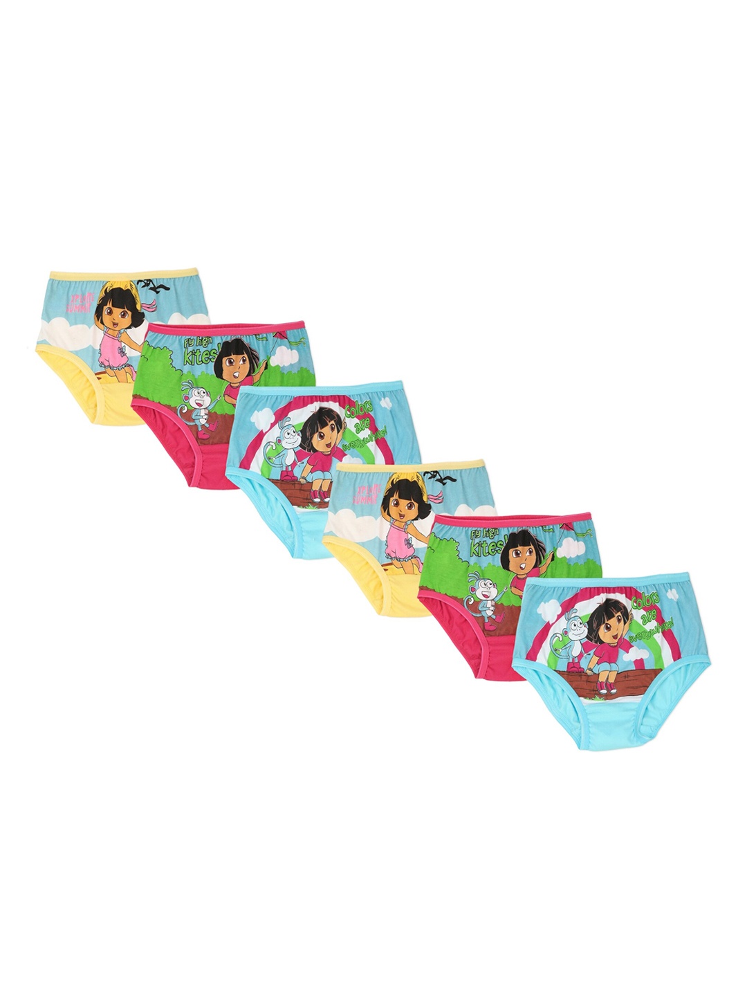 

Red Rose Girls Pack Of 6 Dora Printed Cotton Basic Briefs, Yellow