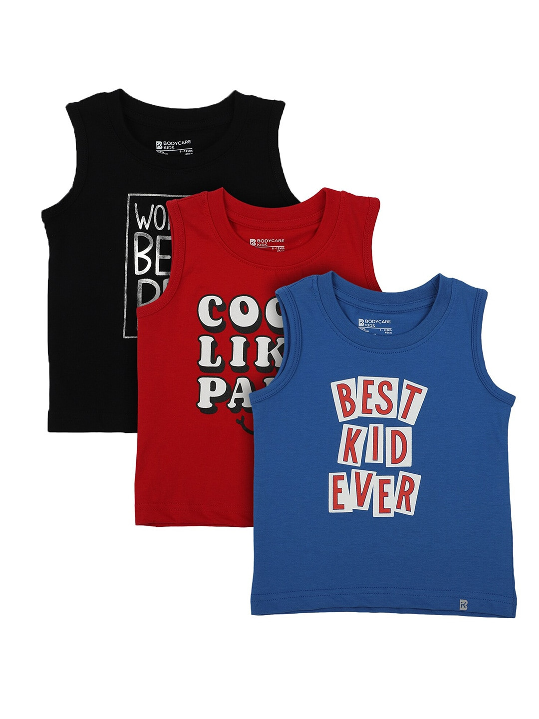 

Bodycare Kids Boys Pack Of 3 Typography Printed T-shirt, Red