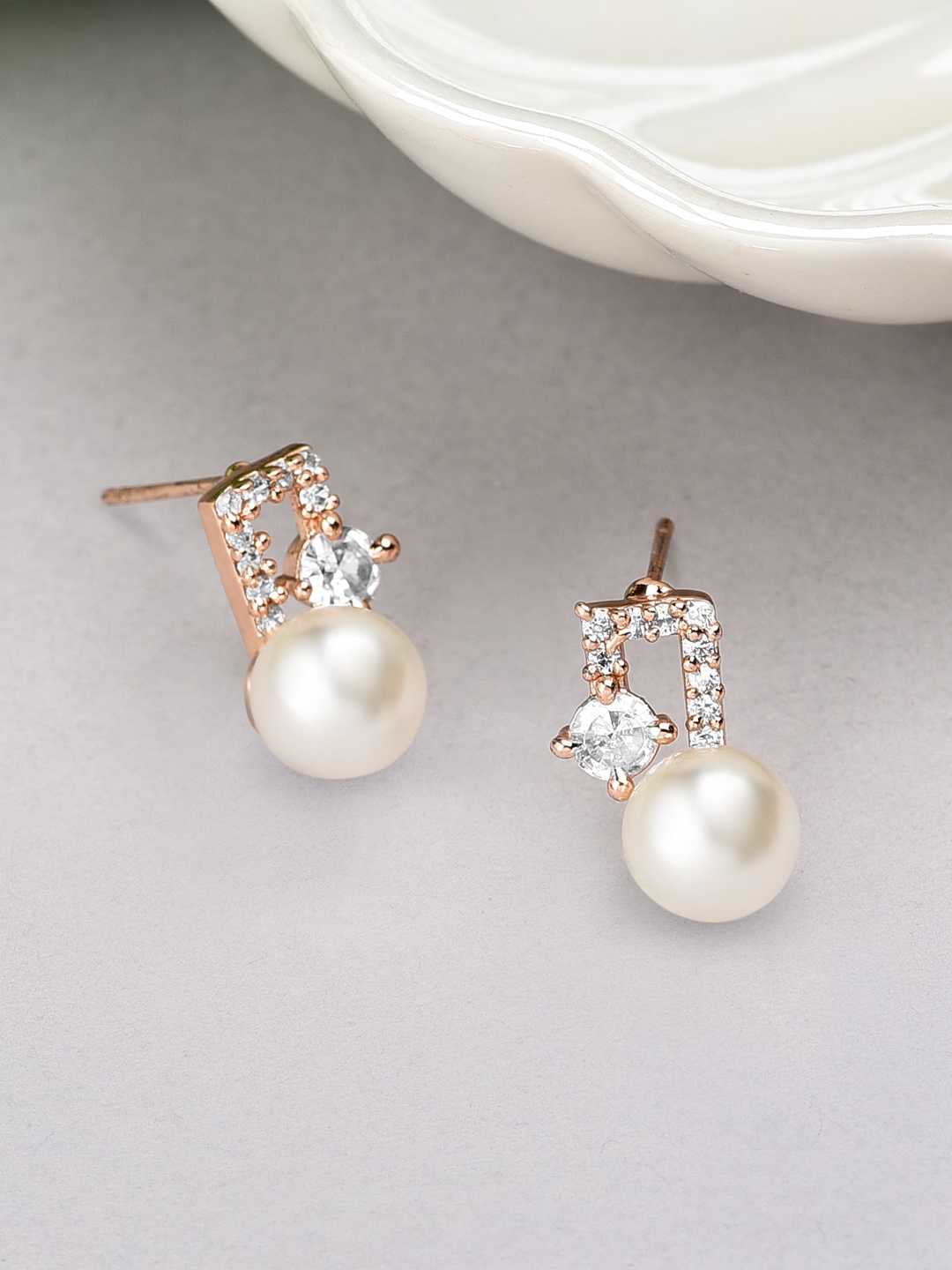 

AMI Rose Gold Contemporary Studs Earrings