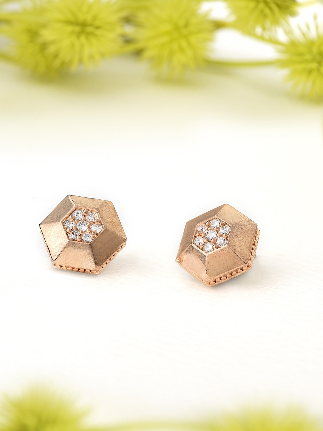 

AMI Rose Gold Contemporary Studs Earrings