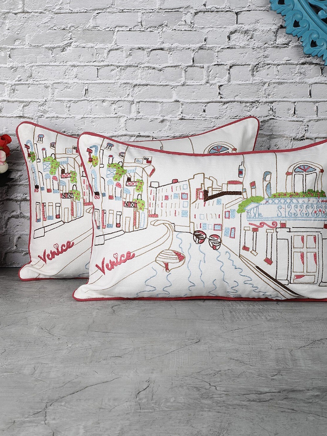 

The Decor Mart Set of 2 Cushion Covers, White
