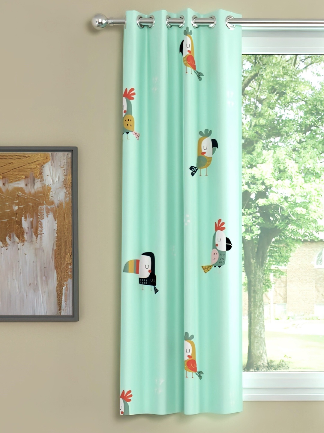 

URBAN SPACE Unisex Teal Cotton Window Curtains