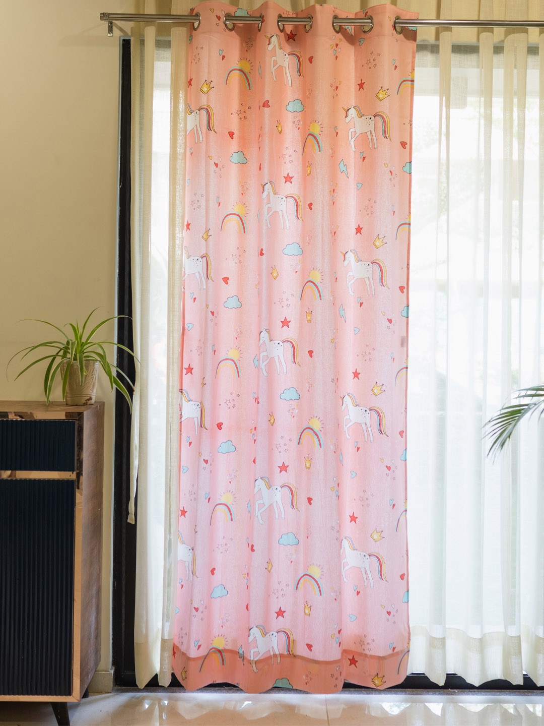 

URBAN SPACE Pink & Blue Quirky Door Curtain