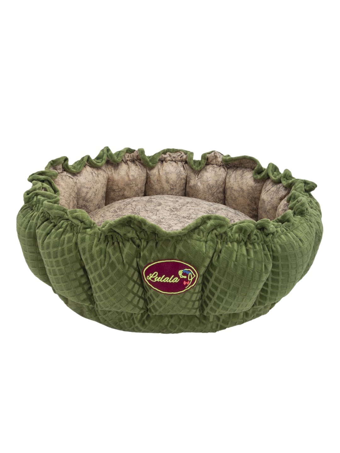 

Lulala Cream-Coloured & Green Reversible Cotton Orthopedic Pet Bed