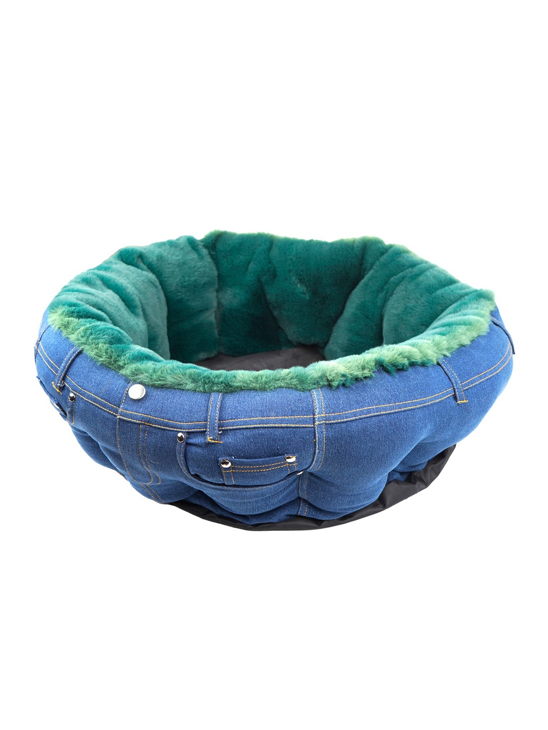 

Lulala Green & Blue Solid Pet Round Bed