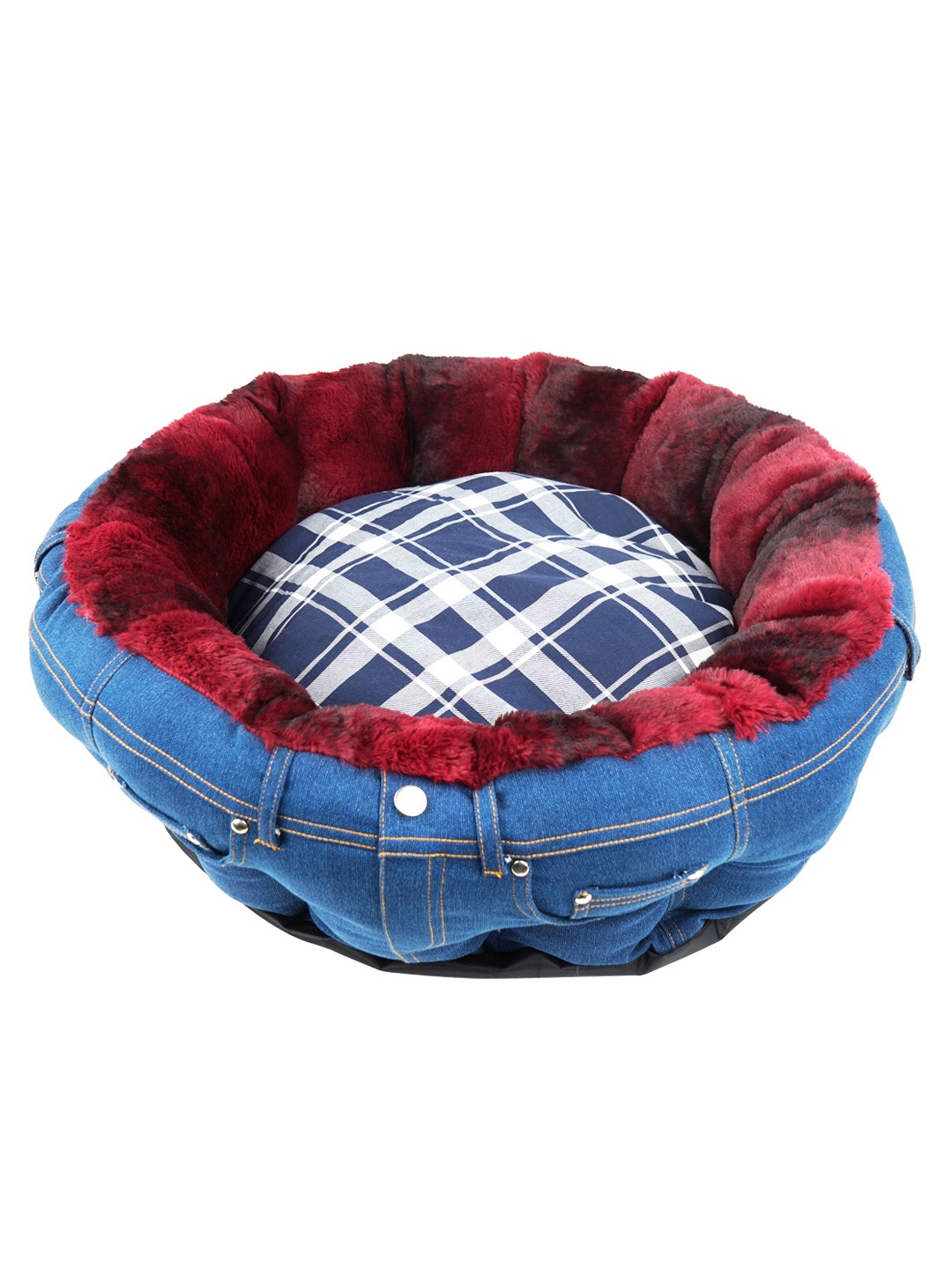 

Lulala Red & Blue Printed Cotton Pet Donut Bed