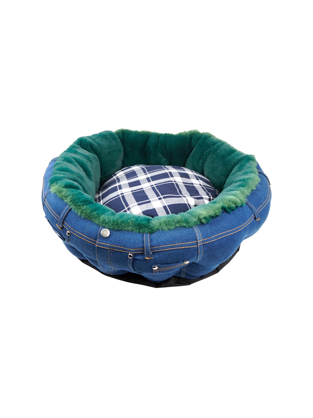 

Lulala Green & Blue Printed Cotton Pet Donut Bed