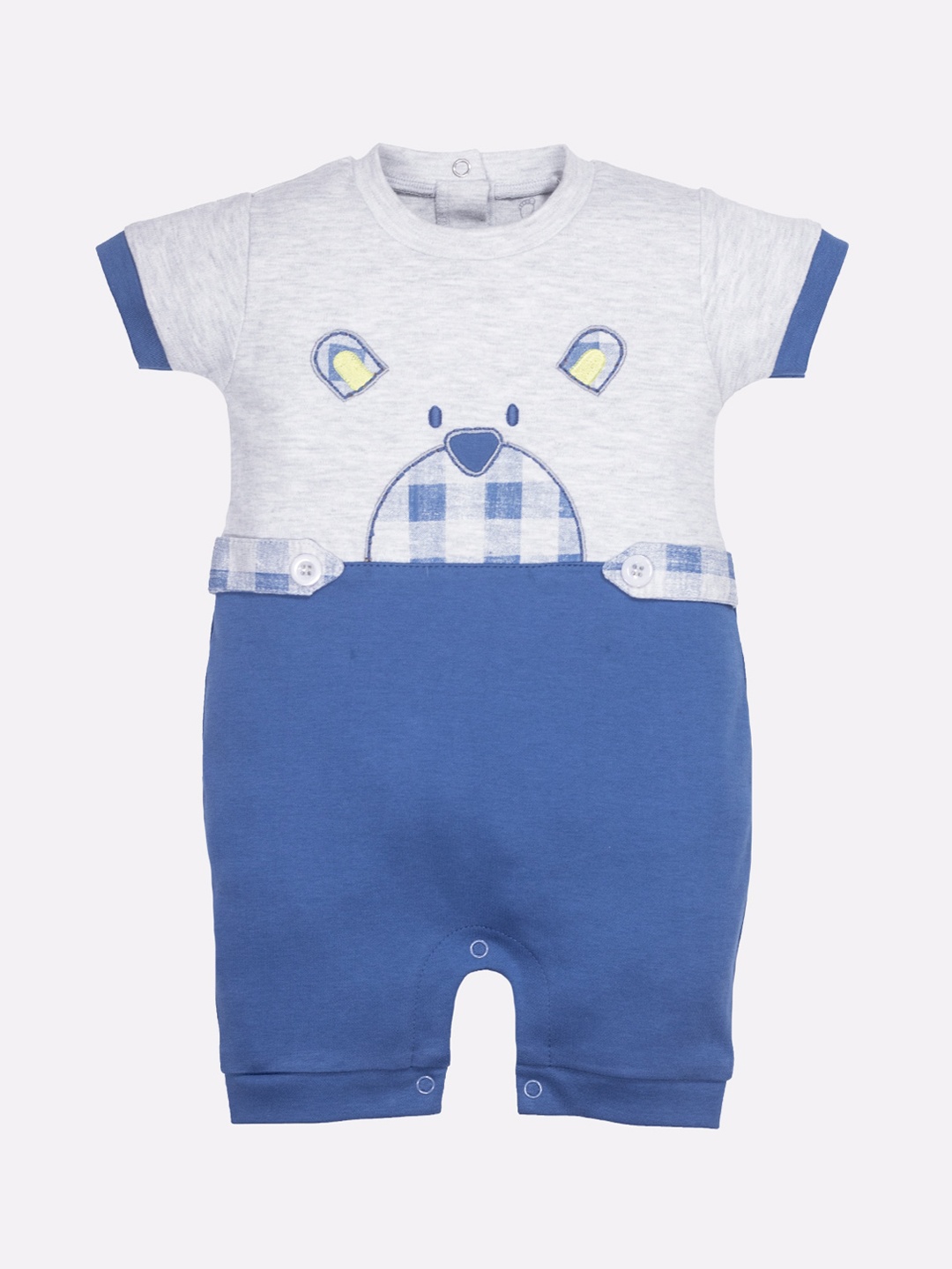 

BABY GO Infant Boys Blue & Grey Printed Pure Cotton Rompers