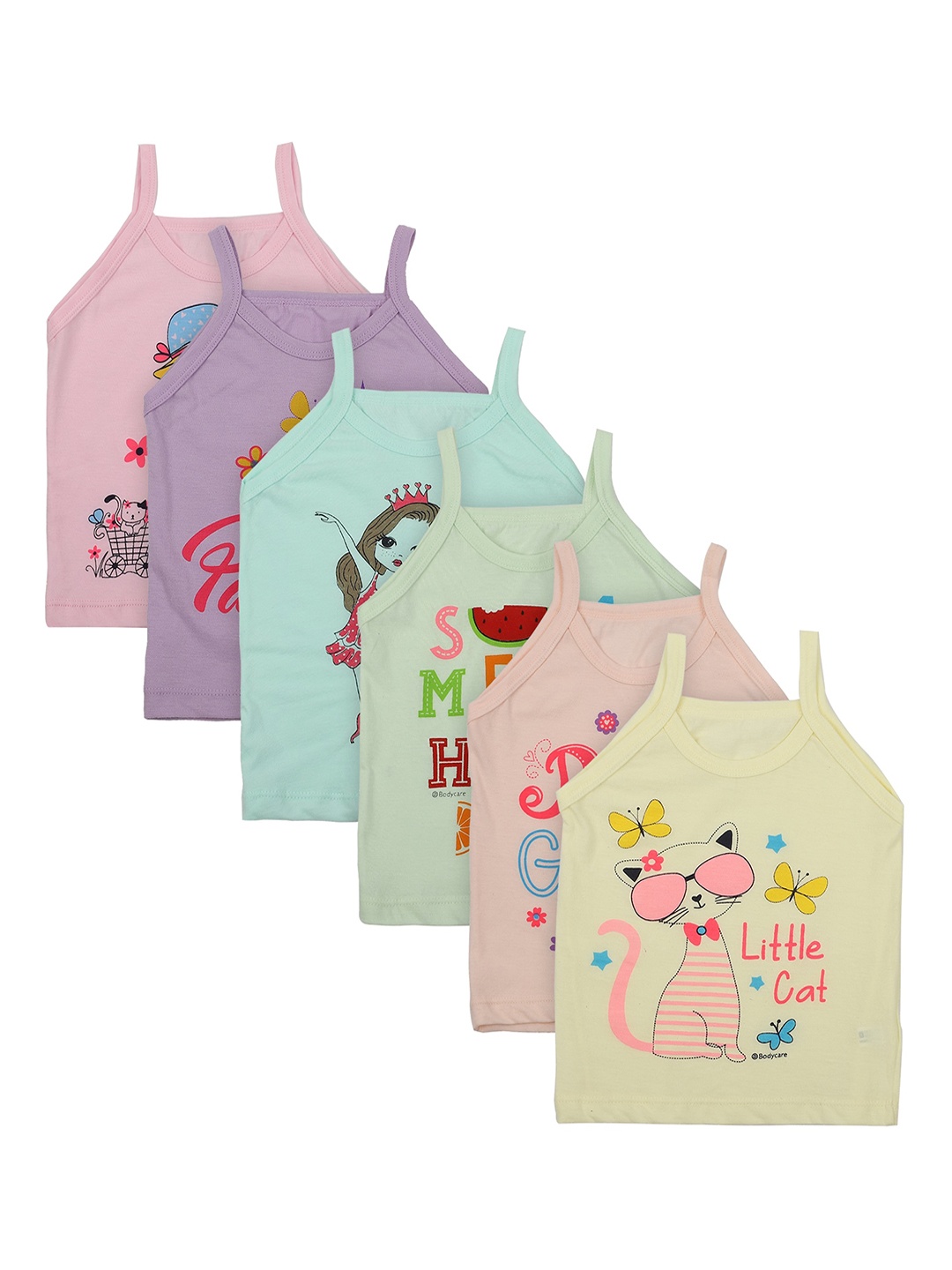 

Bodycare Kids Girls Pack Of 6 Assorted Cotton Basic Innerwear Vests