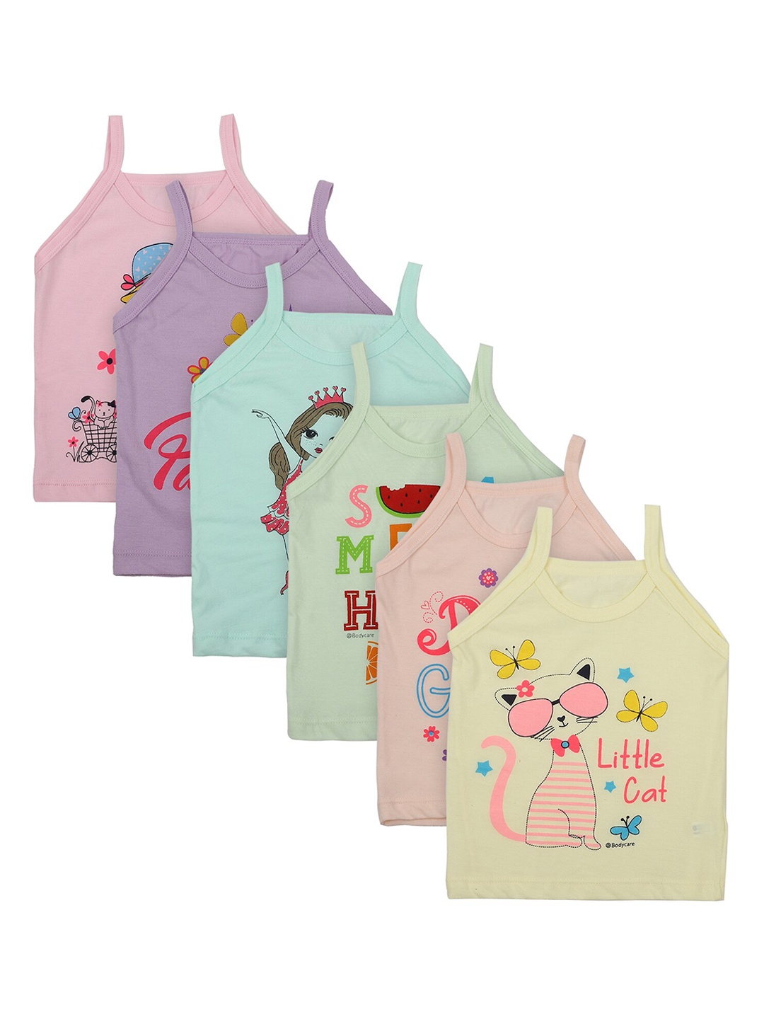 

Bodycare Kids Girls Pack Of 6 Assorted Cotton Basic Innerwear Vests