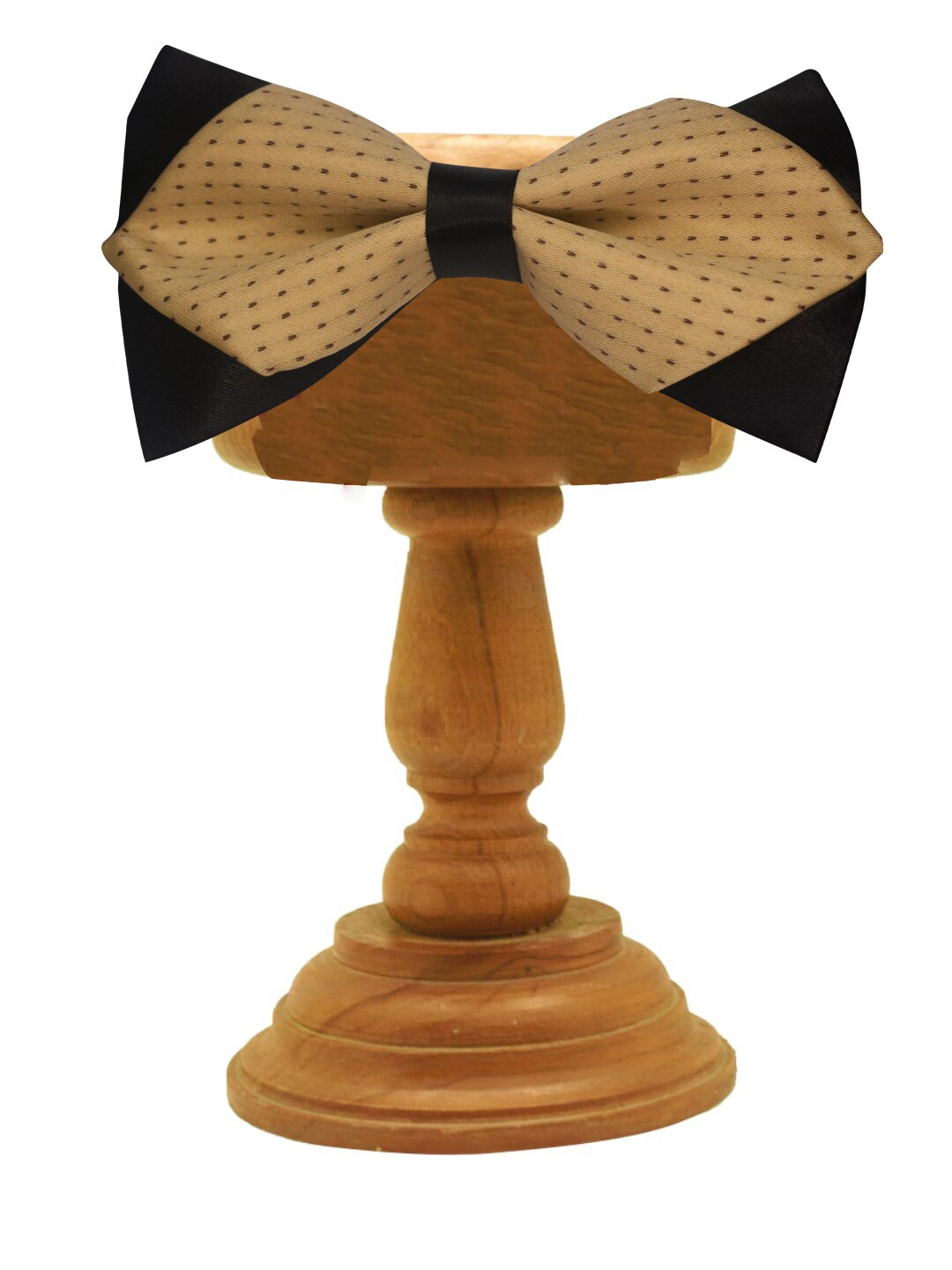 

MUTAQINOTI Men Beige & Black Printed Bow Tie for Tuxedo Wedding Suit
