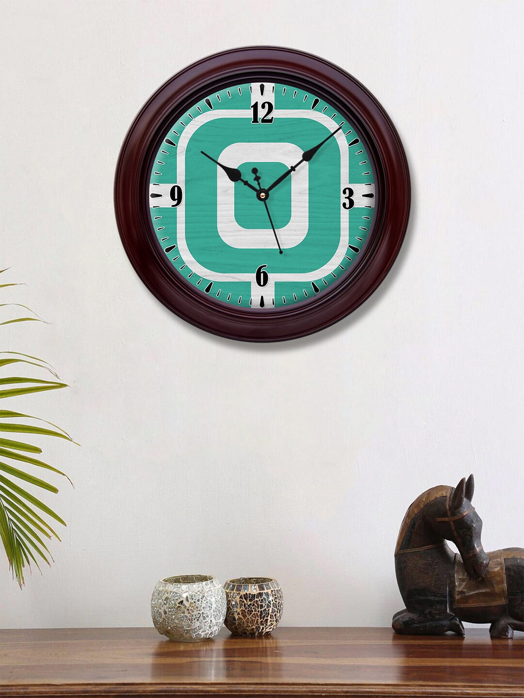 

999Store Green & White Printed Contemporary Wall Clock