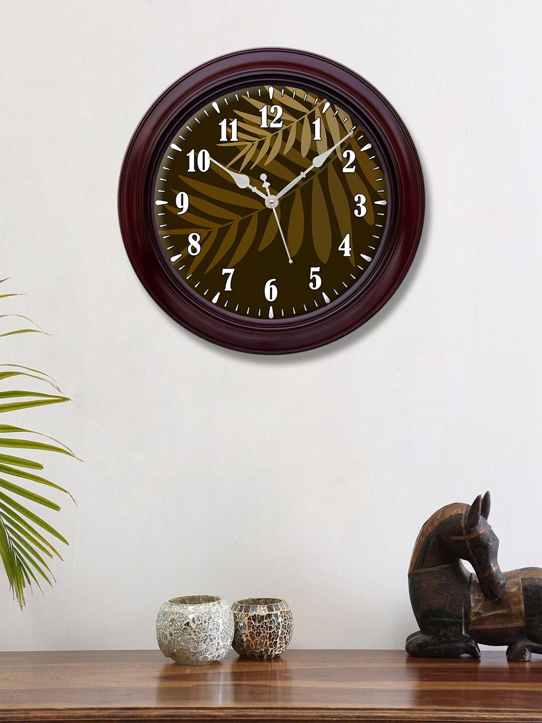 

999Store Brown & White Printed Contemporary Wall Clock