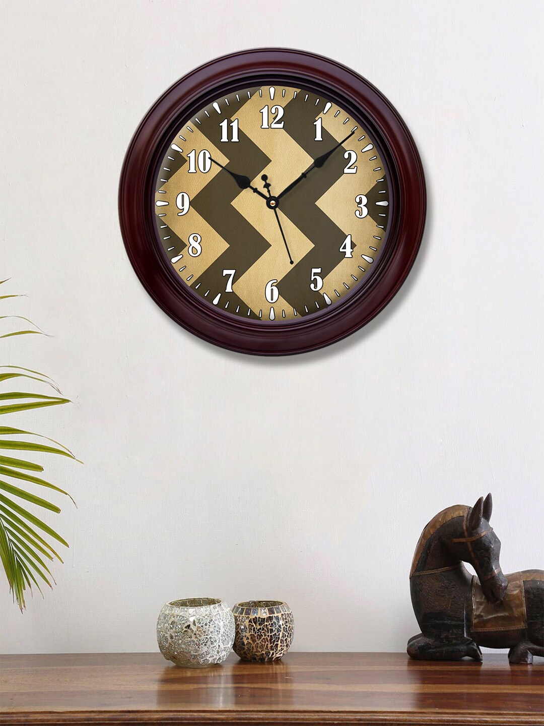 

999Store Brown & White Printed Contemporary Wall Clock