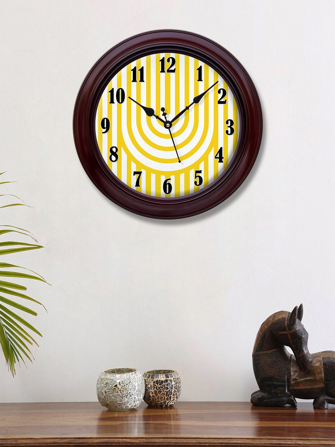 

999Store Yellow & White Printed Contemporary Wall Clock 30.48 cm