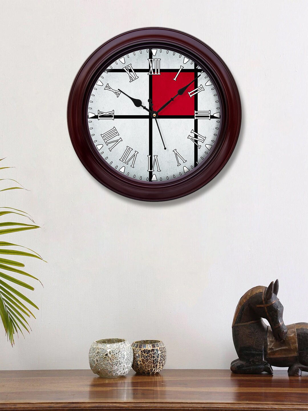 

999Store White Printed Contemporary Wall Clock