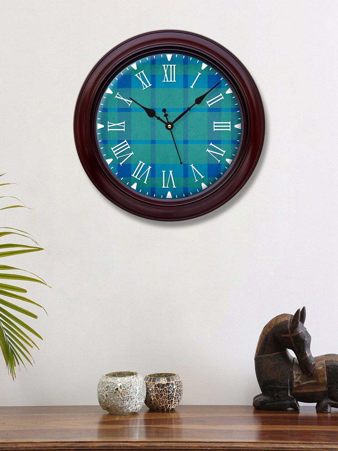 

999Store Green & Brown Printed Contemporary Wall Clock