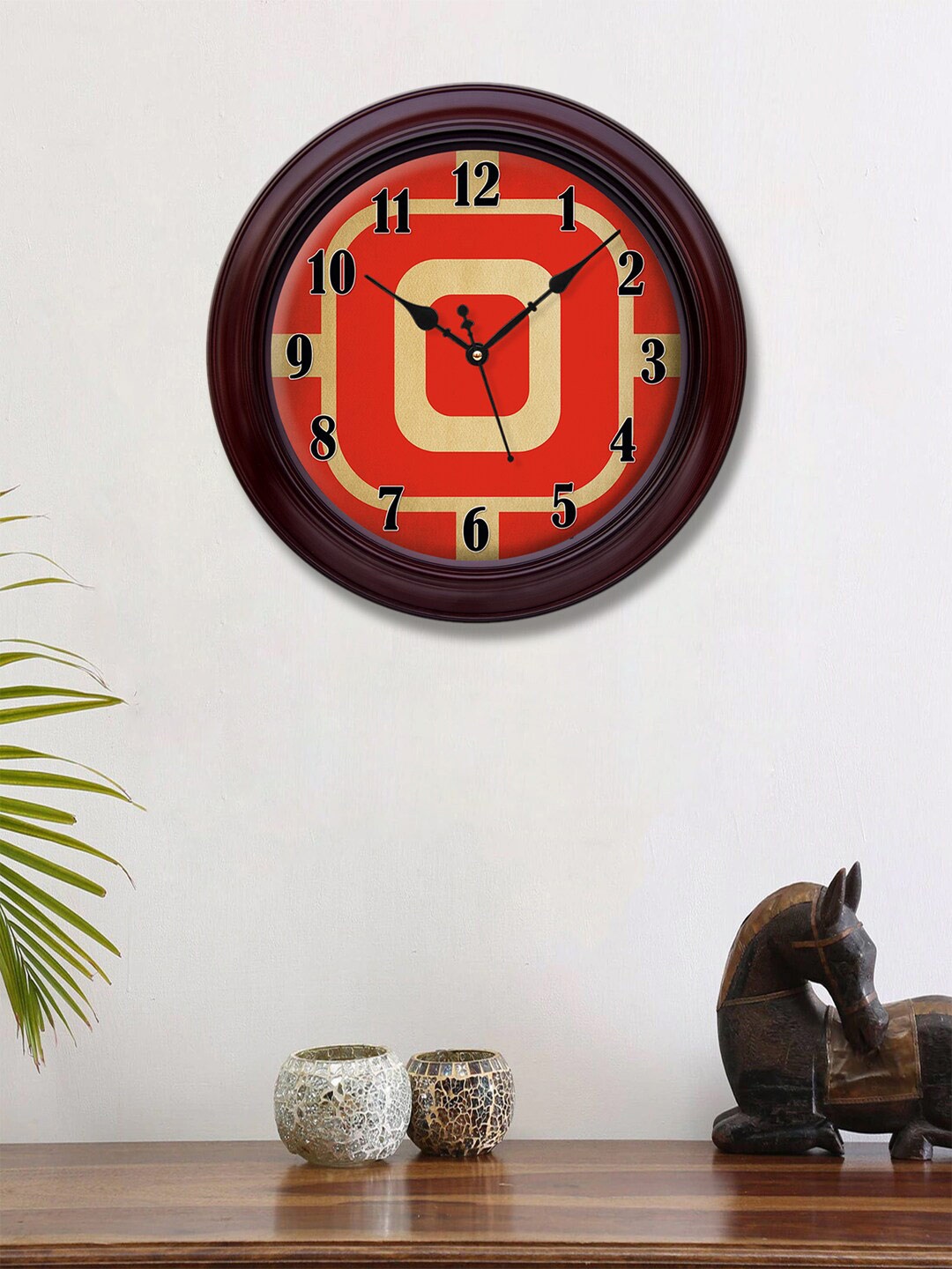 

999Store Red & Yellow Printed Traditional Wall Clock