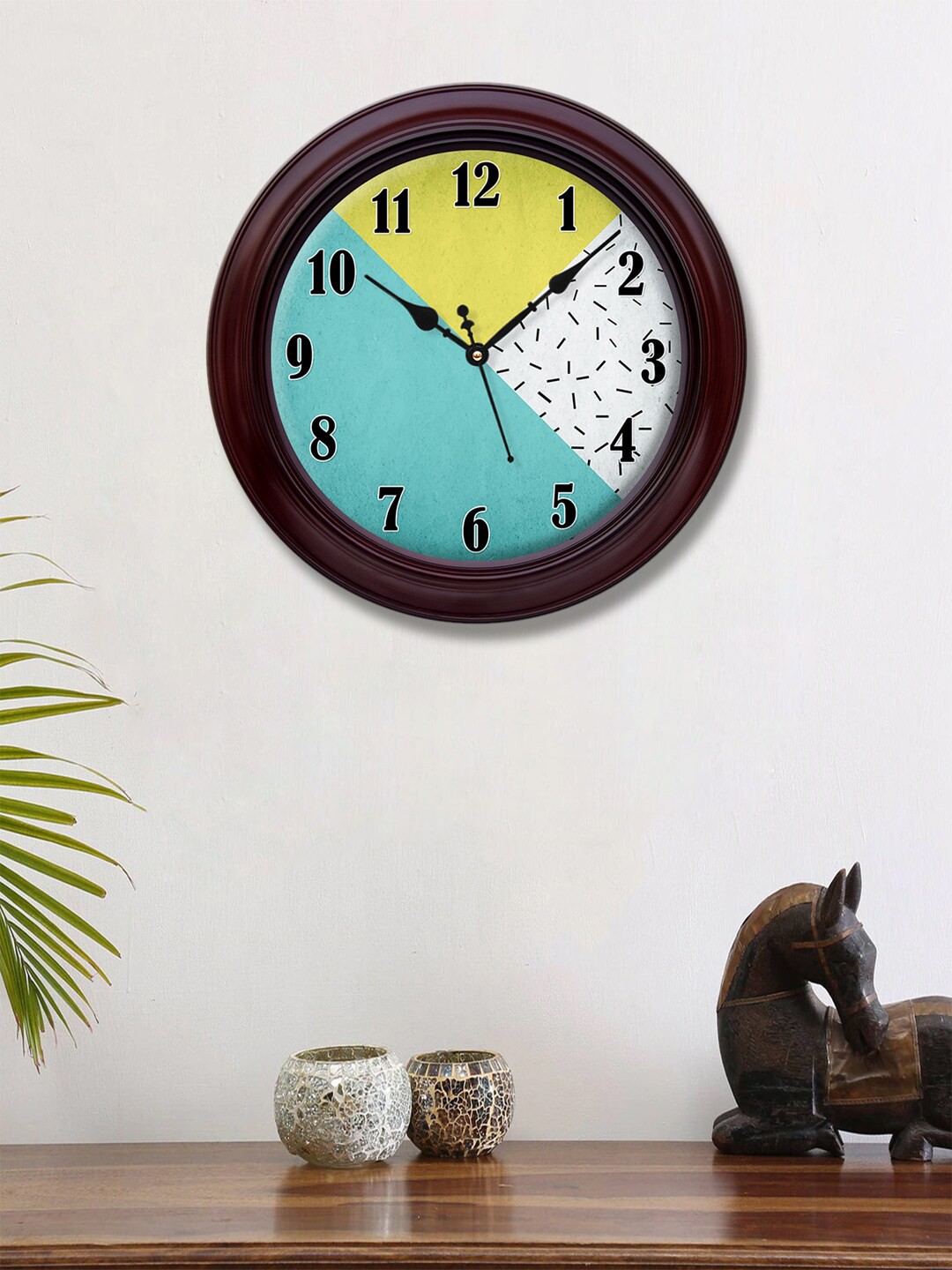 

999Store Blue & Yellow Printed Contemporary Wall Clock