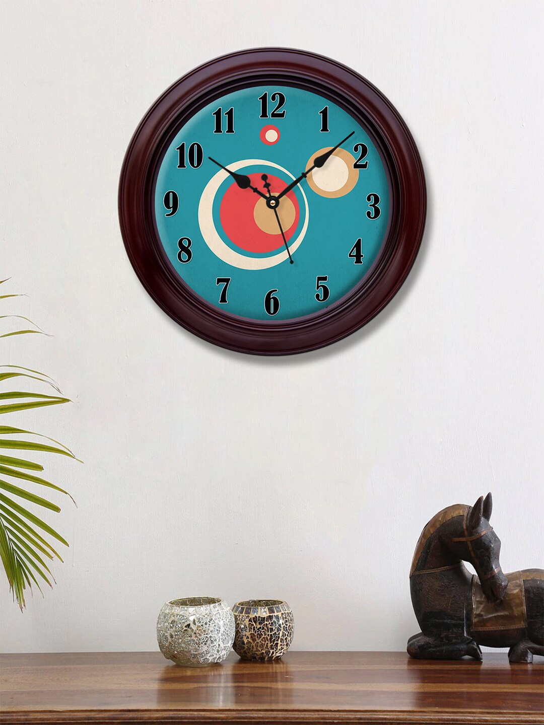 

999Store Blue & Red Printed Analogue Contemporary Wall Clock
