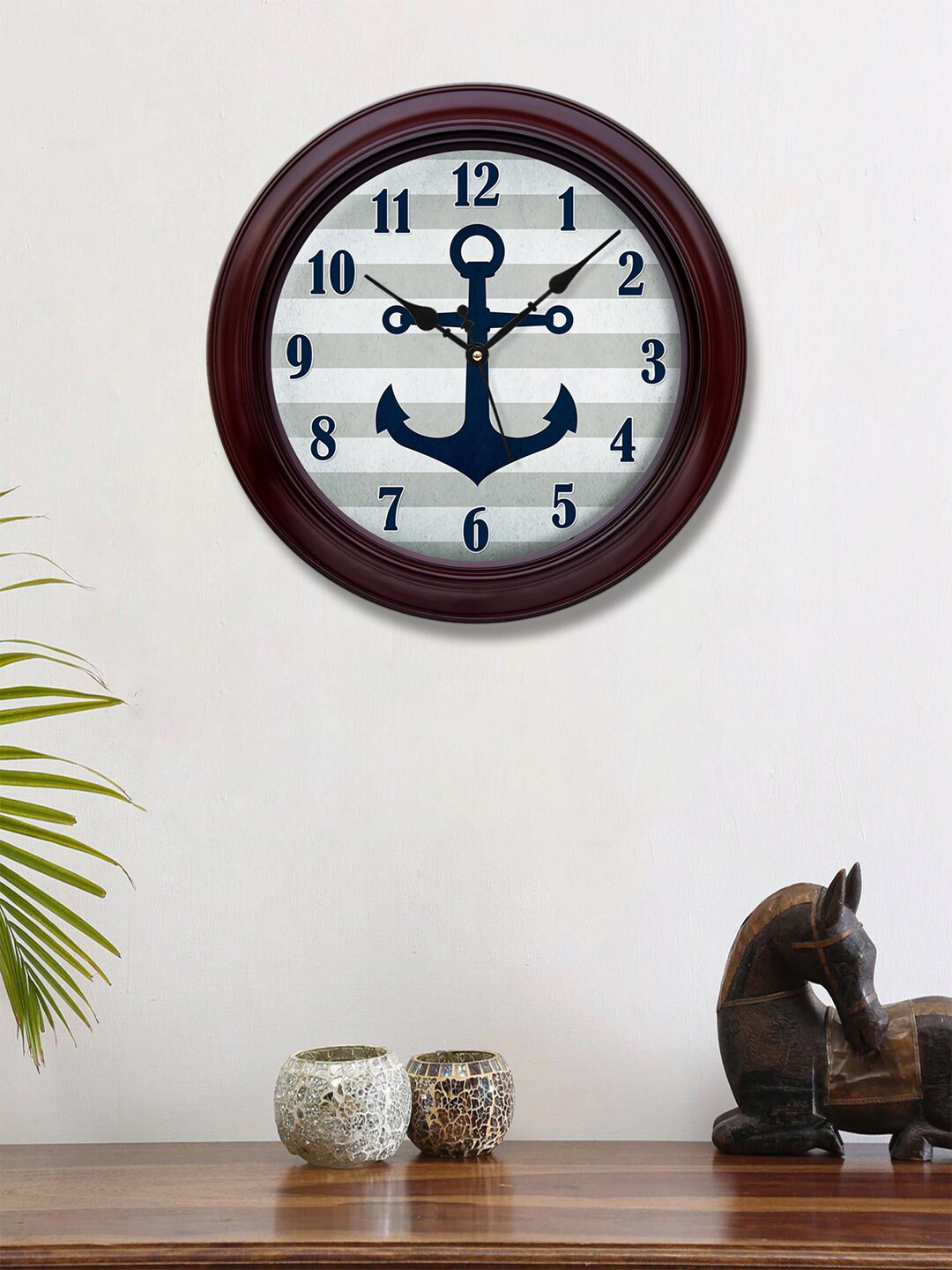 

999Store Grey & Black Anchor Printed Contemporary Wall Clock