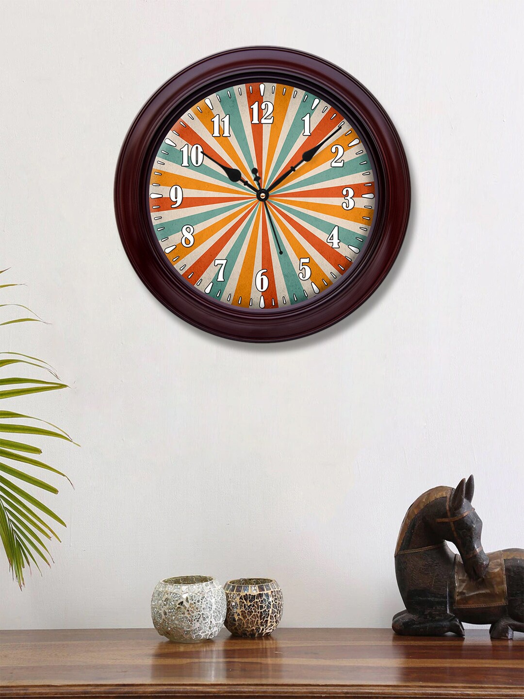 

999Store Multicoloured Printed Contemporary Wall Clock, Multi
