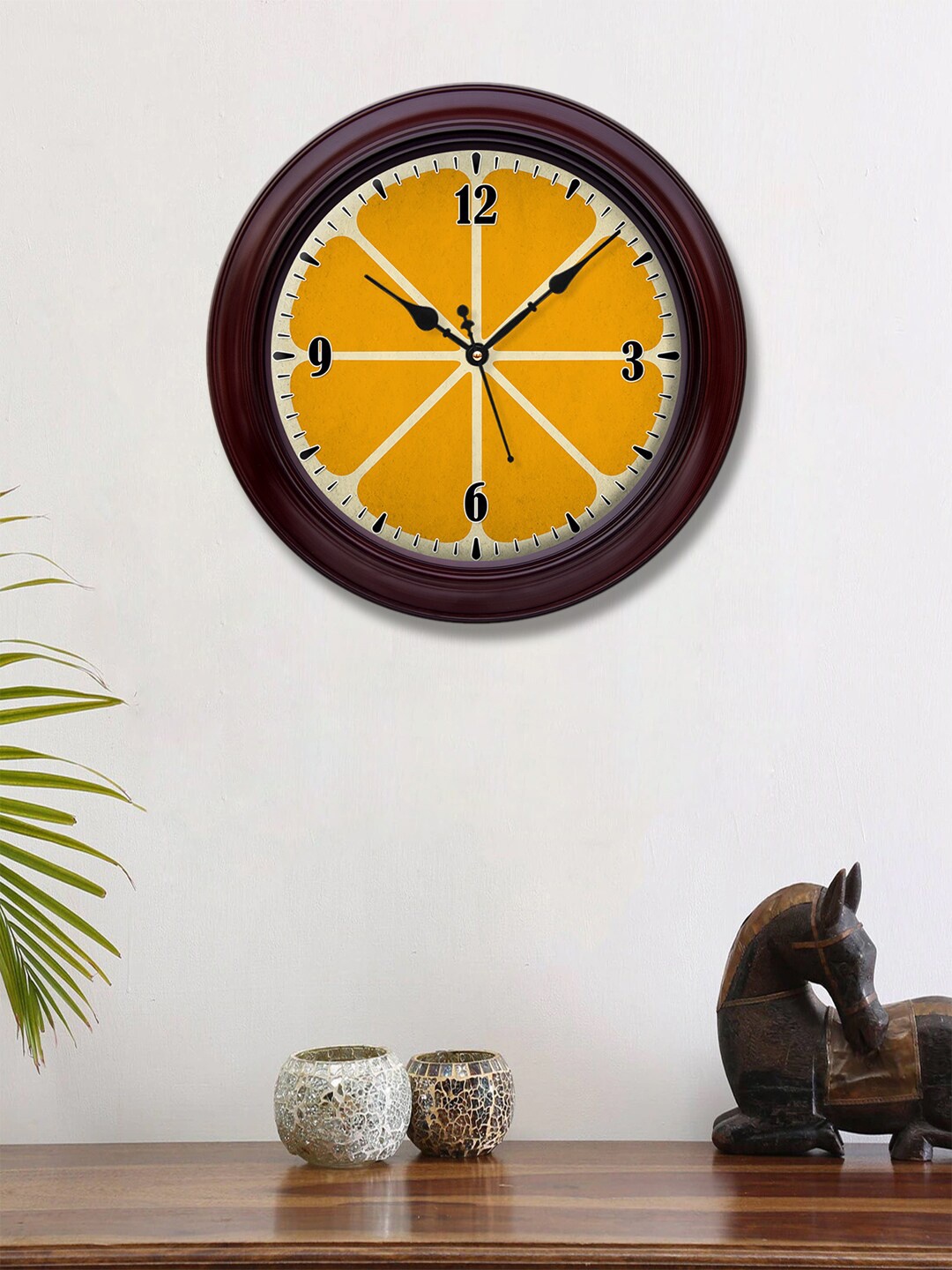 

999Store Yellow & White Printed Contemporary Wall Clock
