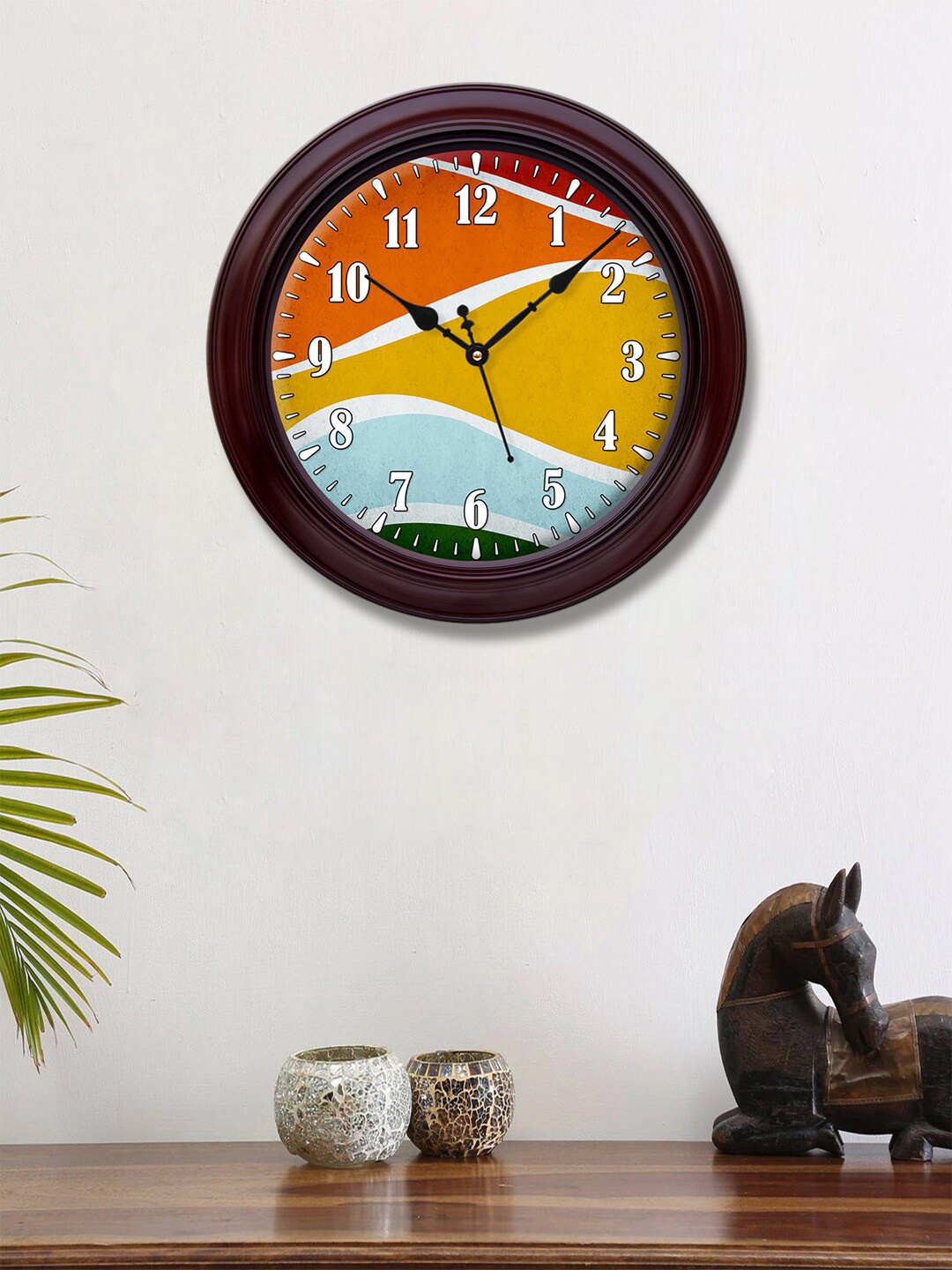 

999Store Brown & Orange Printed Contemporary Wall Clock