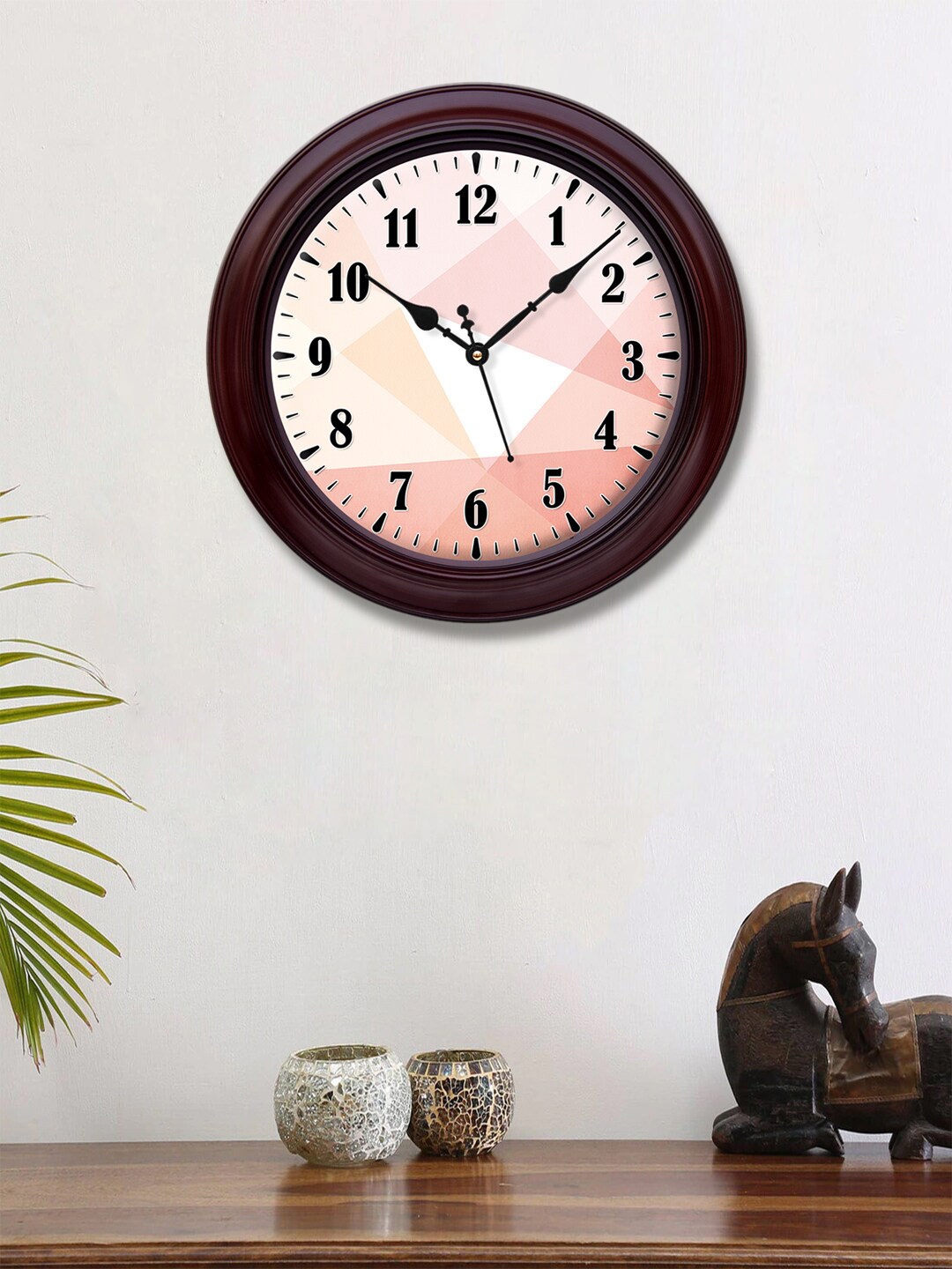 

999Store Pink & Brown Printed Traditional Wall Clock