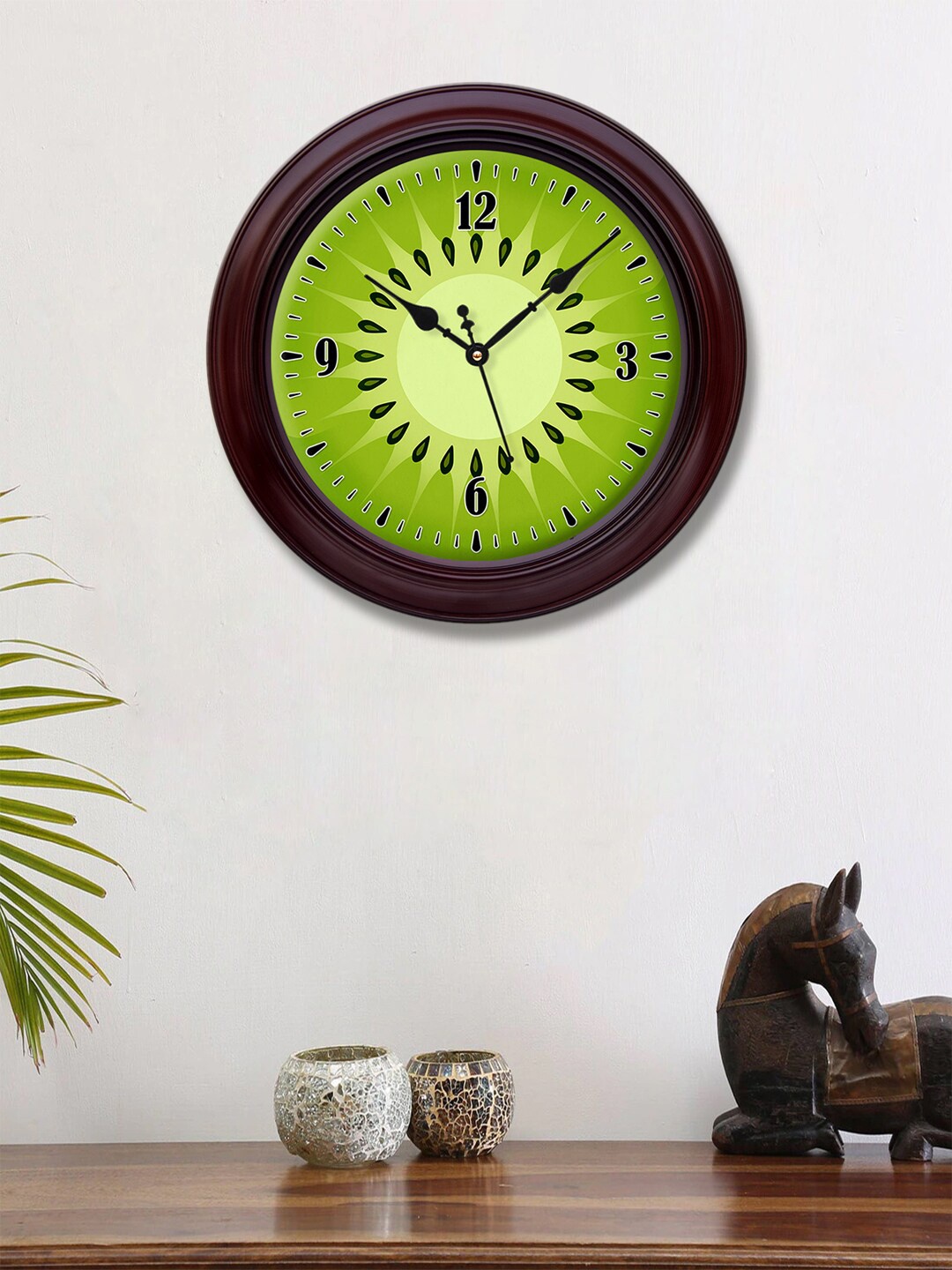 

999Store Green & Brown Kiwi Fruit Printed Contemporary Wall Clock
