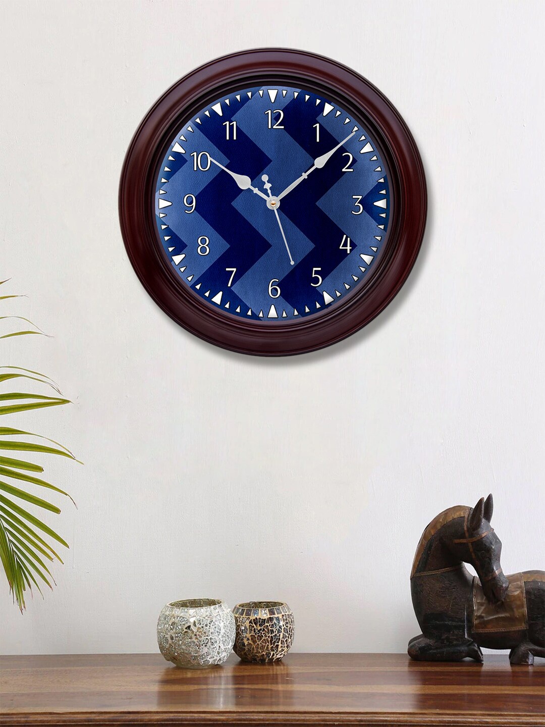 

999Store Blue & Brown Printed Contemporary Wall Clock