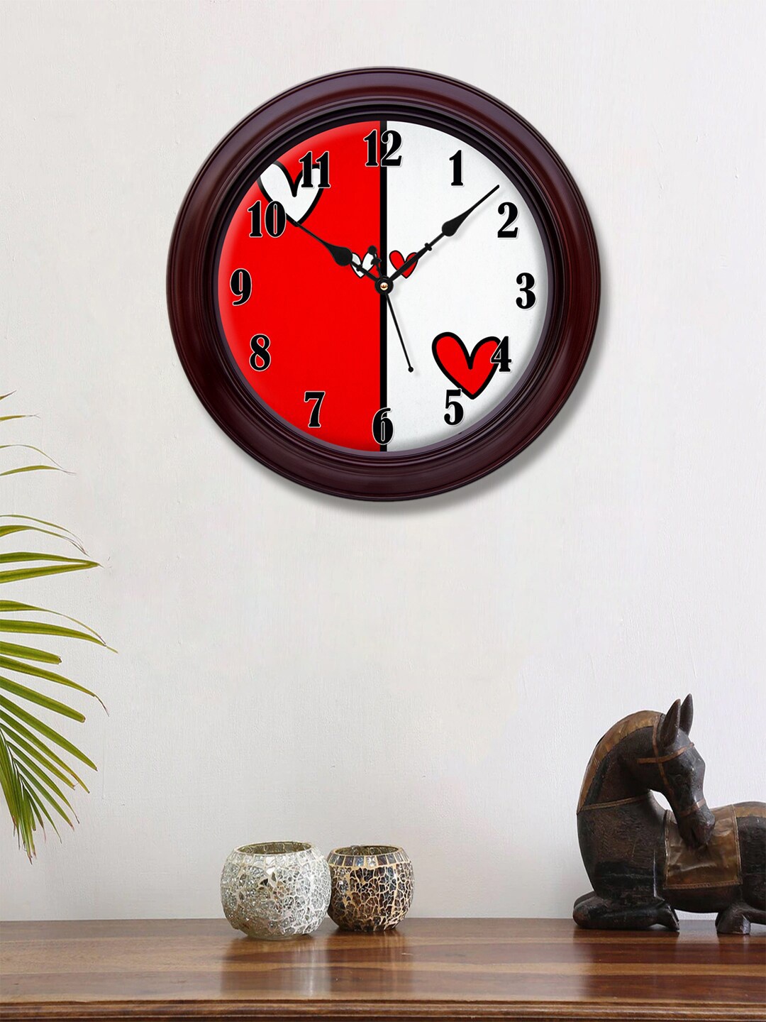 

999Store Red & White Printed Contemporary Wall Clock