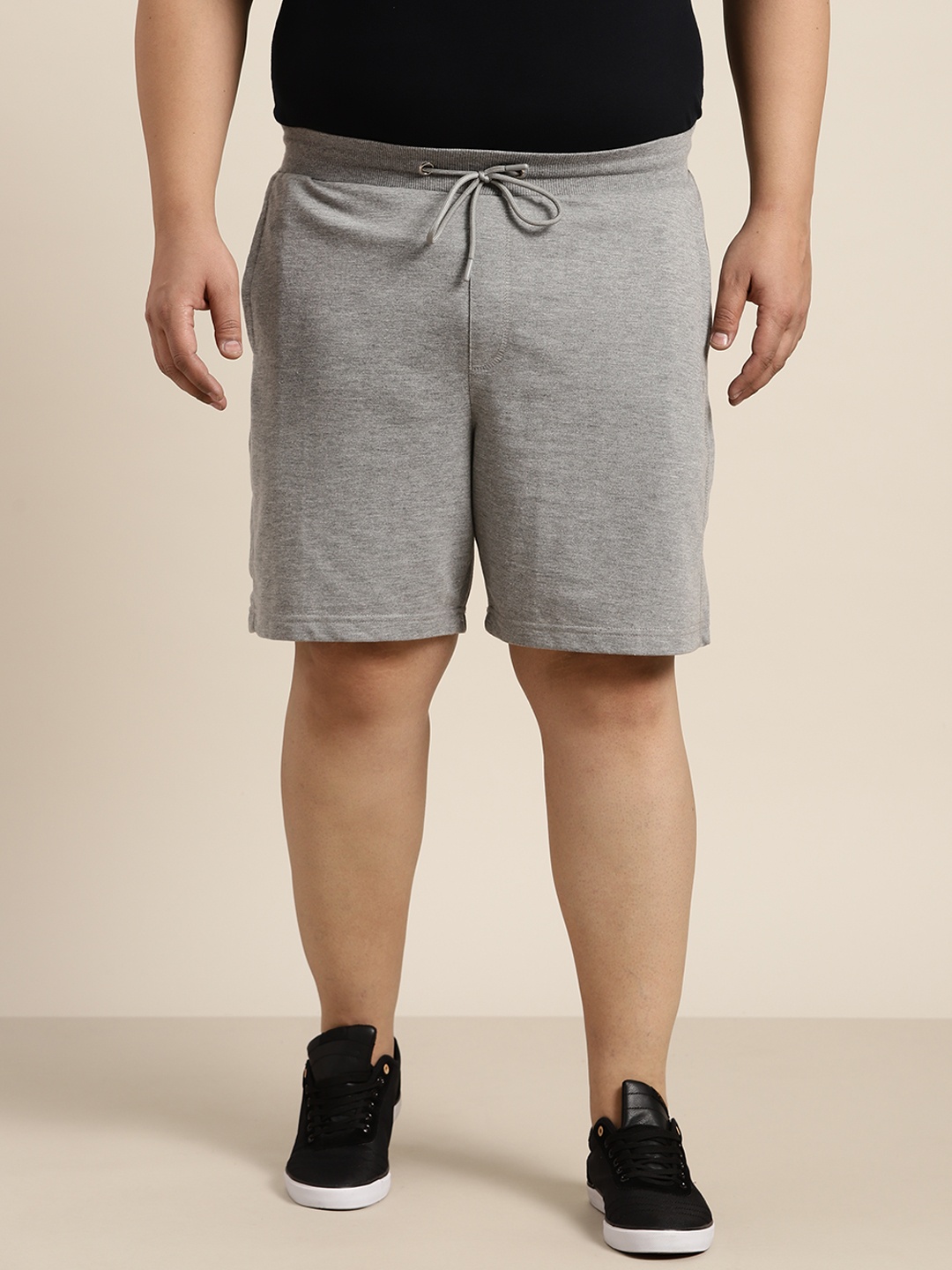 

Sztori Men Plus Size Grey Melange Solid Shorts