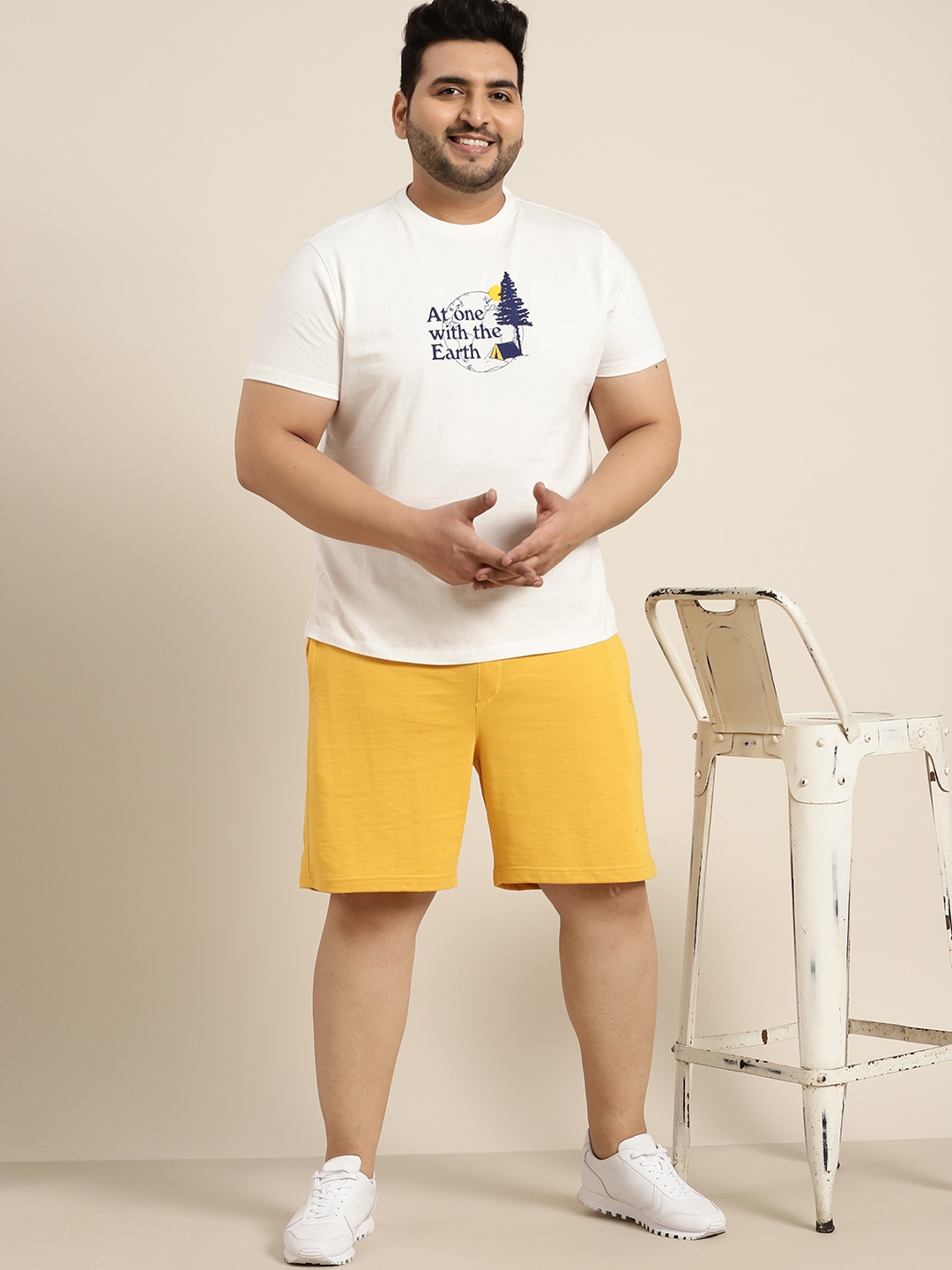 

Sztori Men Plus Size Mustard Yellow Solid Shorts