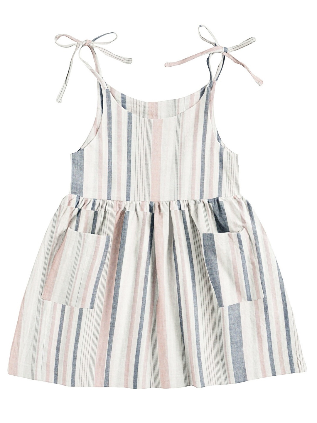 

THE BABY ATELIER Girls Grey Striped Nightdress