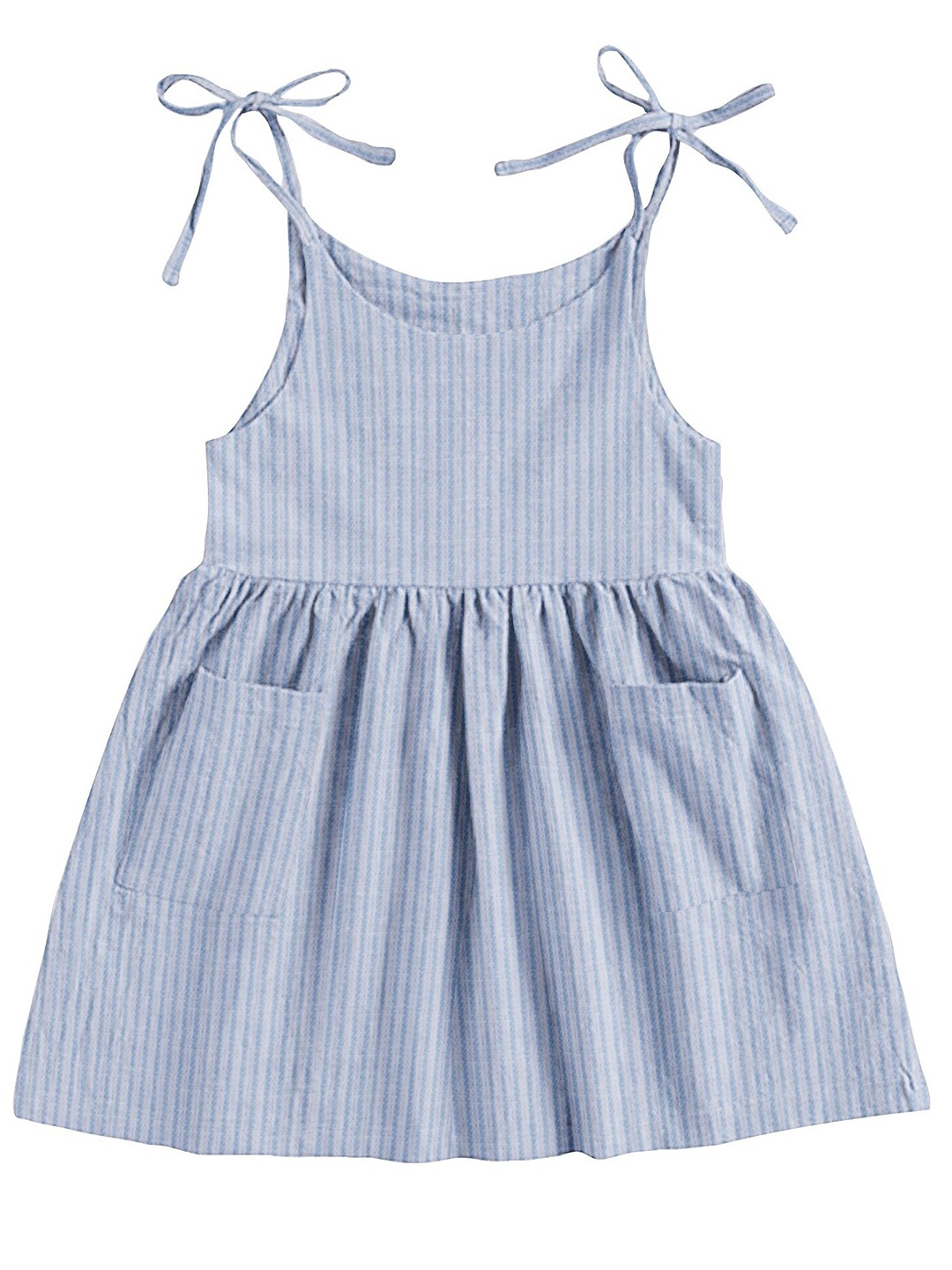 

THE BABY ATELIER Girls Blue Striped Nightdress
