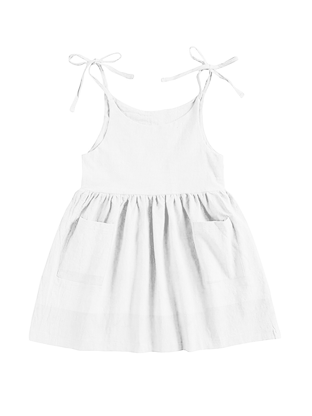 

THE BABY ATELIER Girls White Solid Organic Cotton Nightdress