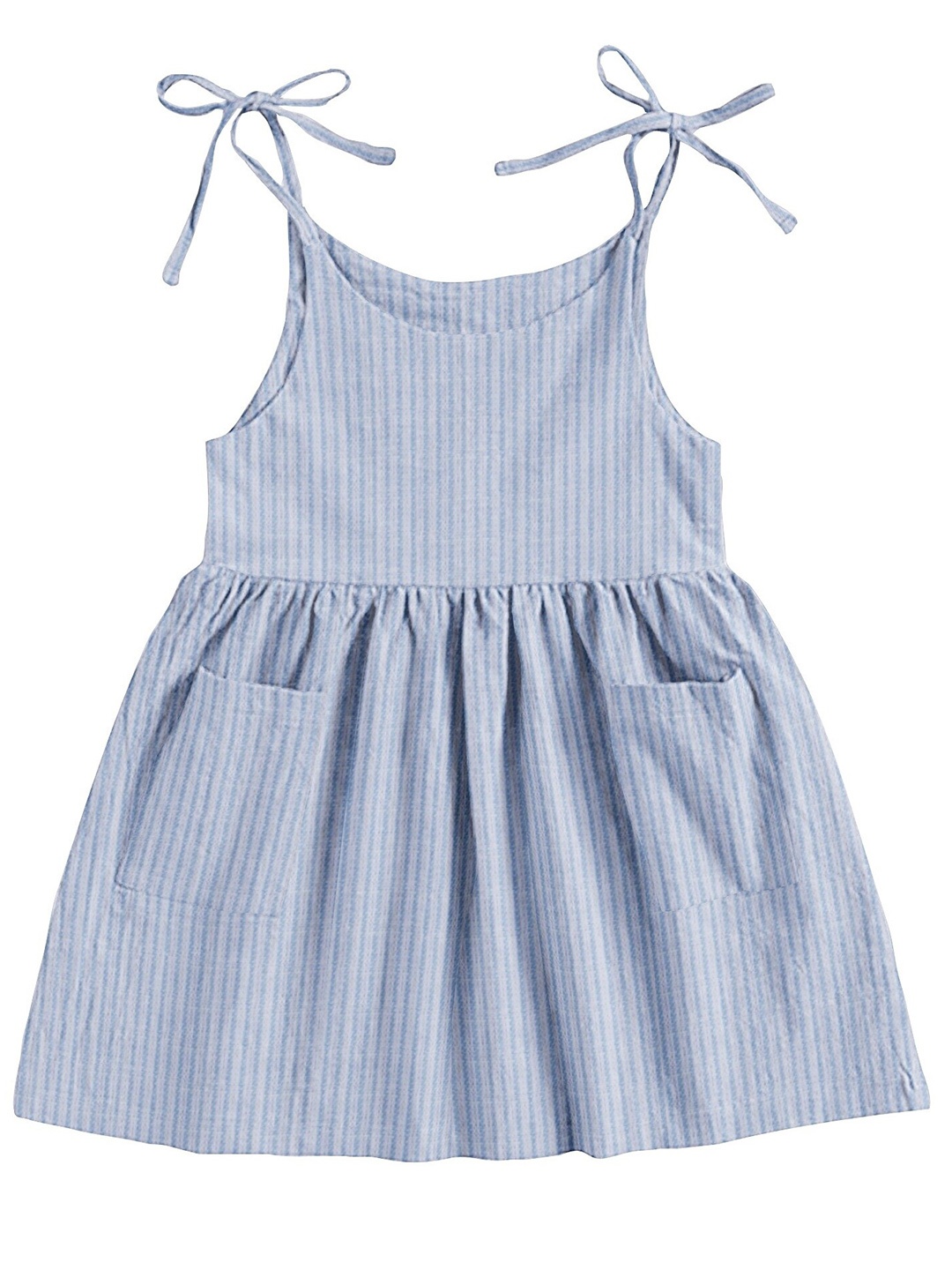 

THE BABY ATELIER Blue Striped A-Line Dress