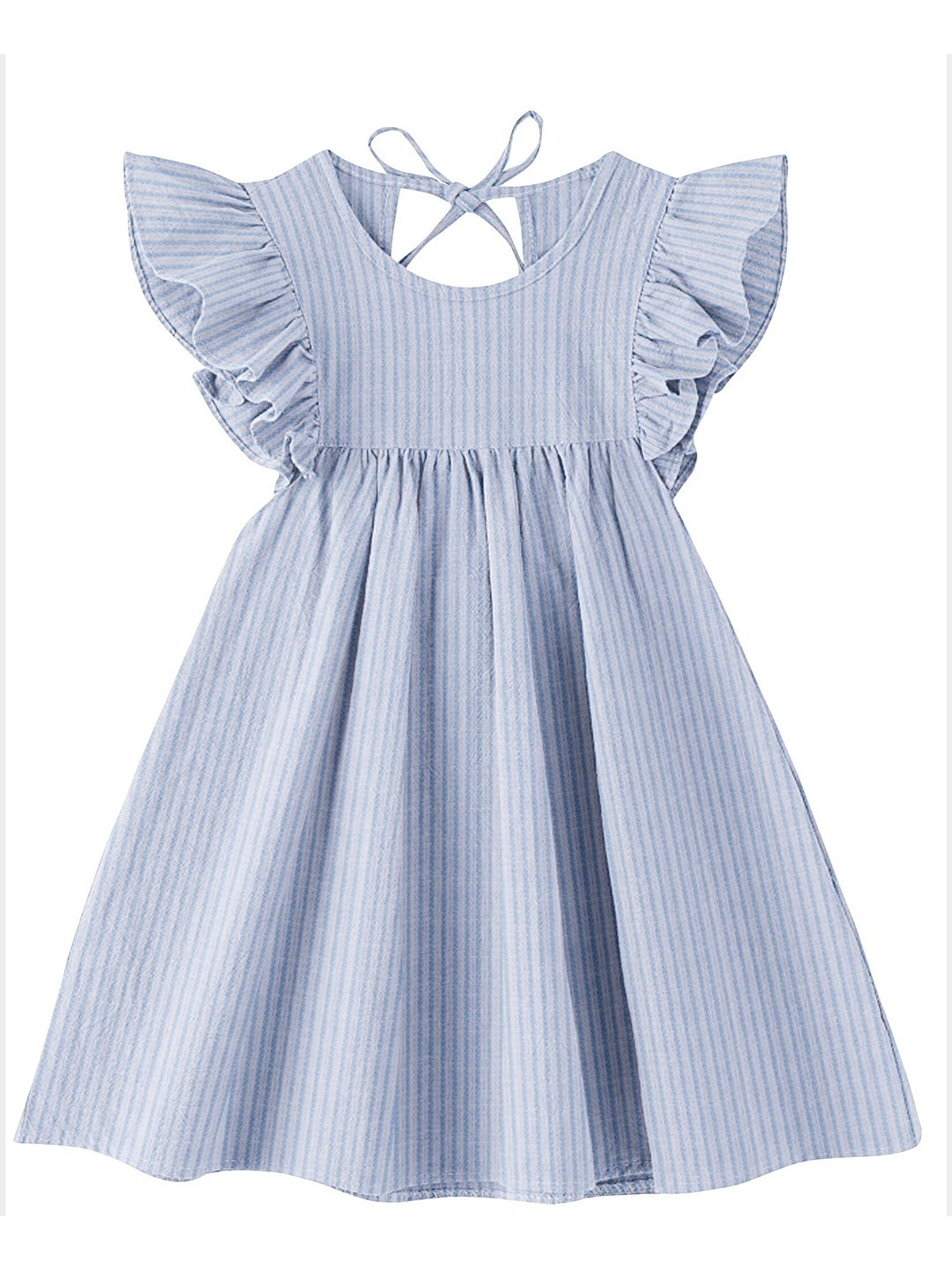 

THE BABY ATELIER Blue Striped A-Line Dress