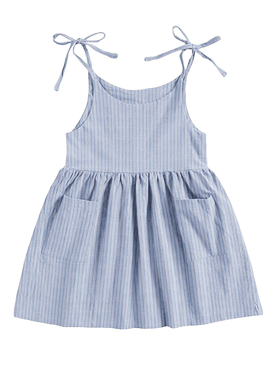

THE BABY ATELIER Girls Blue Striped Pure Cotton Nightdress