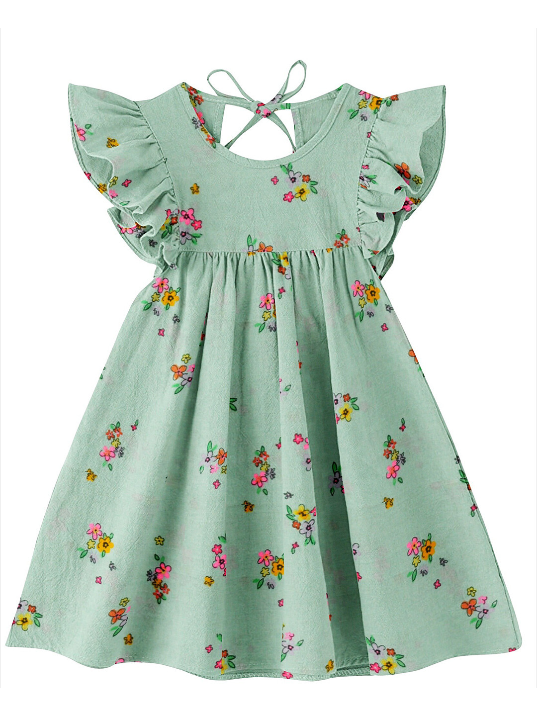 

THE BABY ATELIER Girls Green Pure Cotton Printed Nightdress