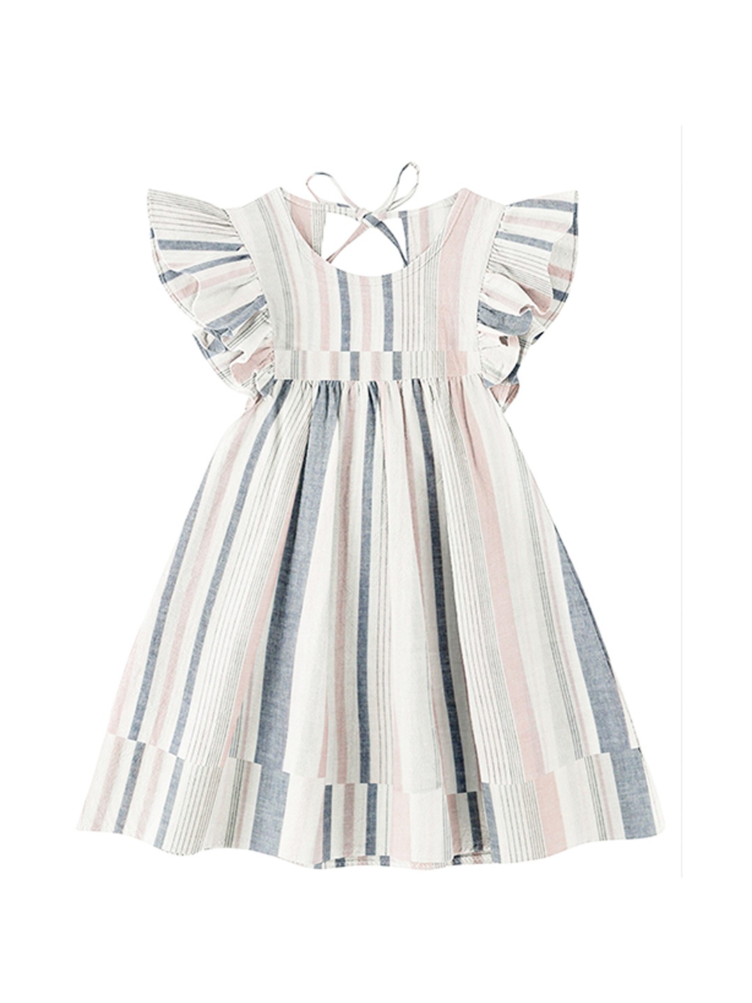 

THE BABY ATELIER Girls Grey Striped Nightdress