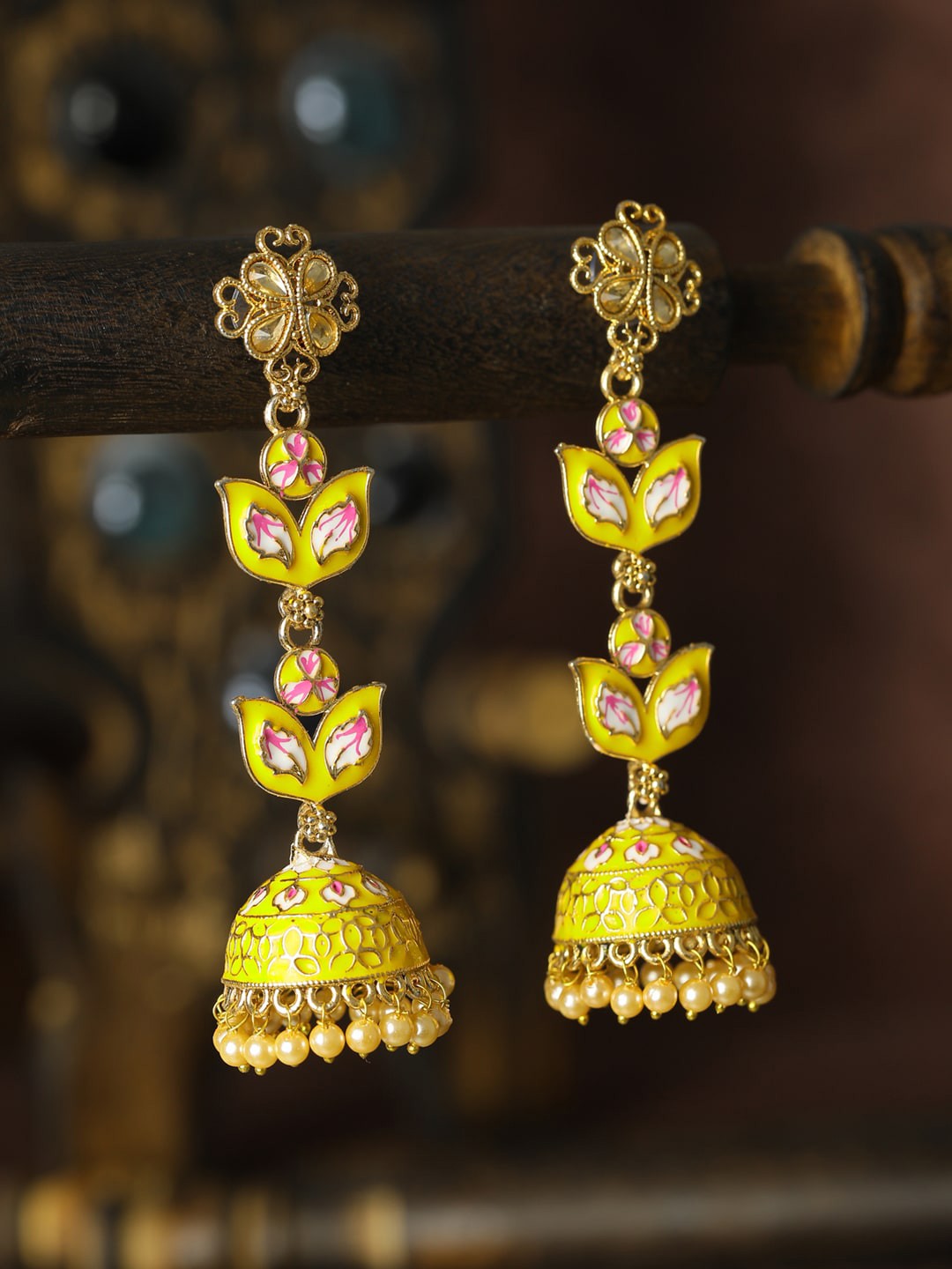 

Priyaasi Gold-Toned Floral Drop Earrings