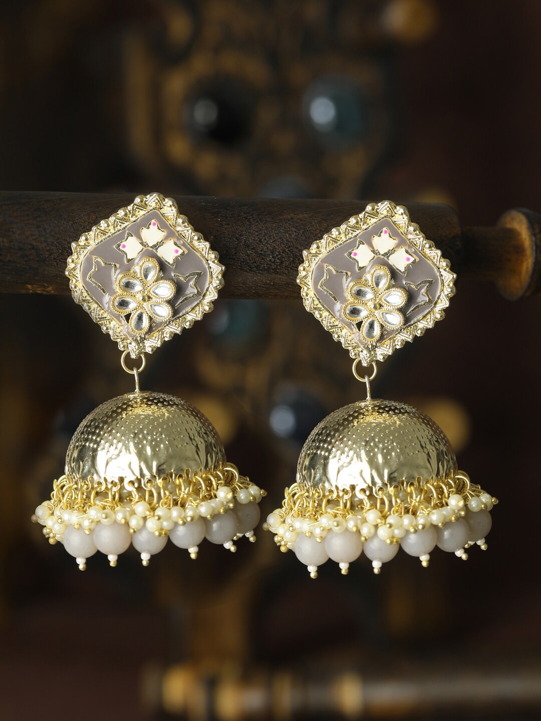 

Priyaasi Gold-Toned Dome Shaped Jhumkas Earrings