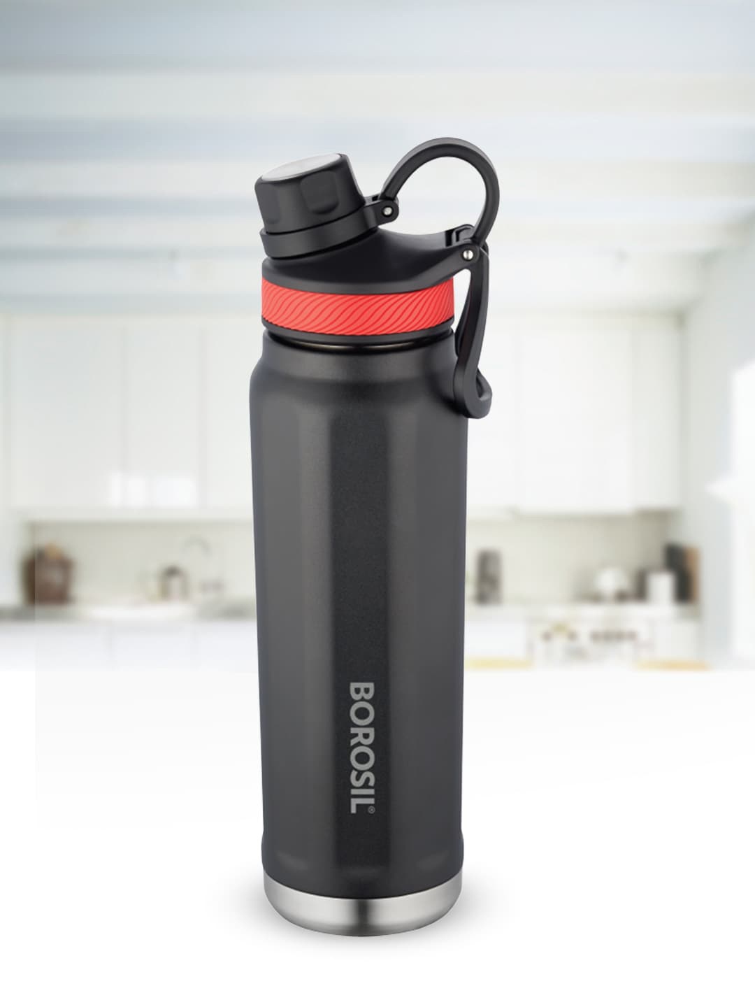 

Borosil Sportsip Double Wall Vacuum Insulated Flask Water Bottle 710ml, Black