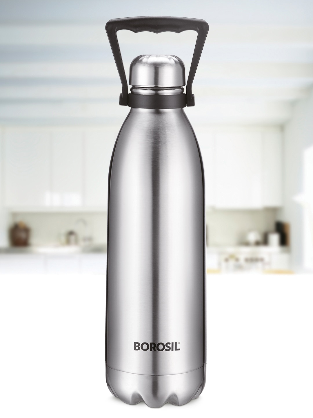 

BOROSIL Bolt Double Wall Vacuum Insulated 24hrs. Hot & Cold Flask Water Bottle 1.8L, Silver