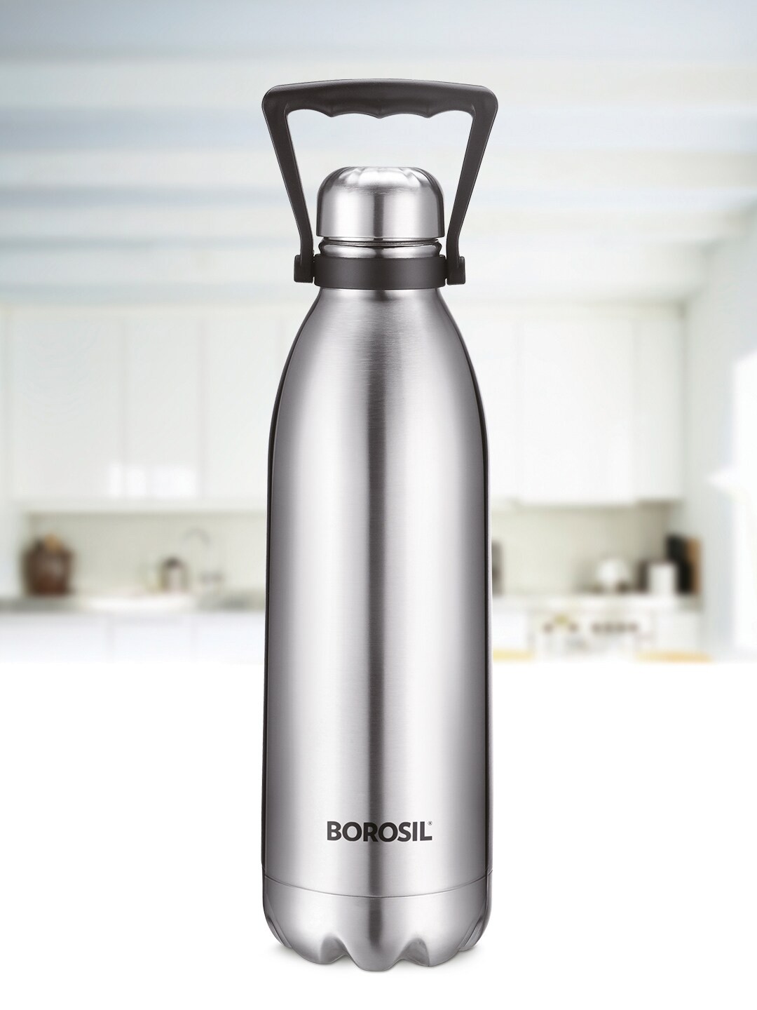 

BOROSIL Bolt Double Wall Vacuum Insulated 24hrs. Hot & Cold Flask Water Bottle 1.5L, Silver
