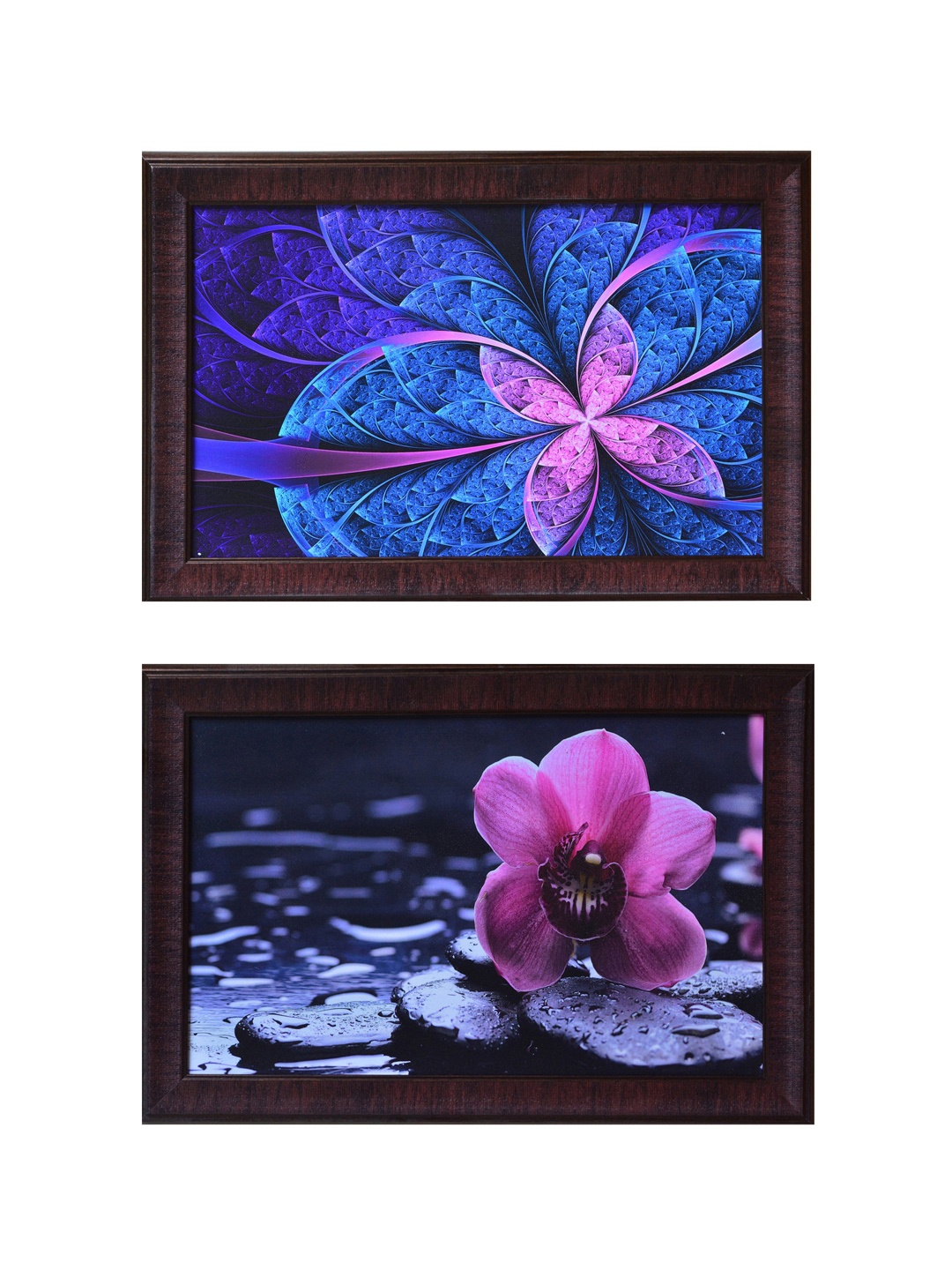 

eCraftIndia Blue & Purple Set of 2 Floral UV Wall Art