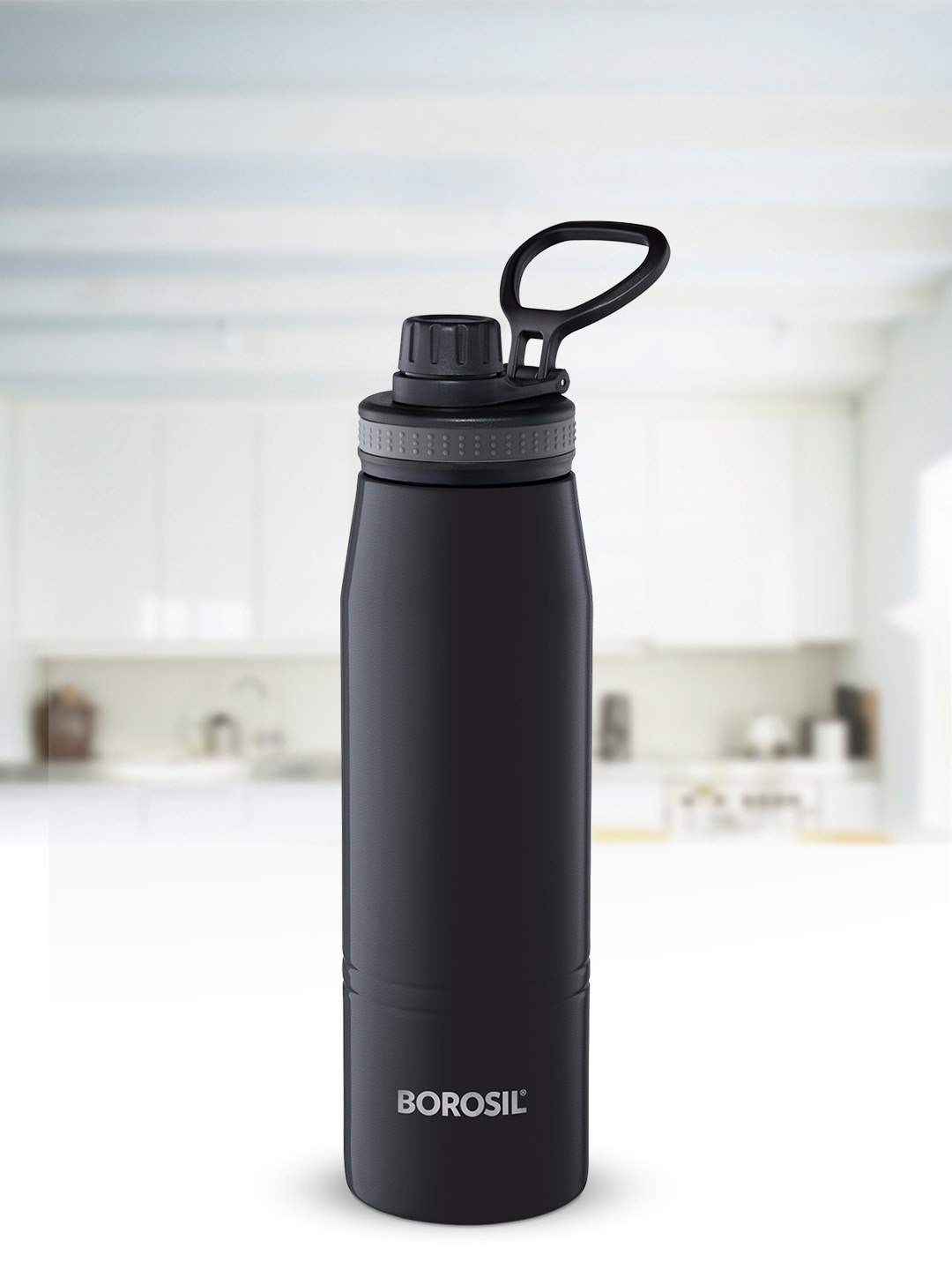 Borosil Hydra Gosports Double Wall Vacuum Insulated Flask Water Bottle 600ml, Black